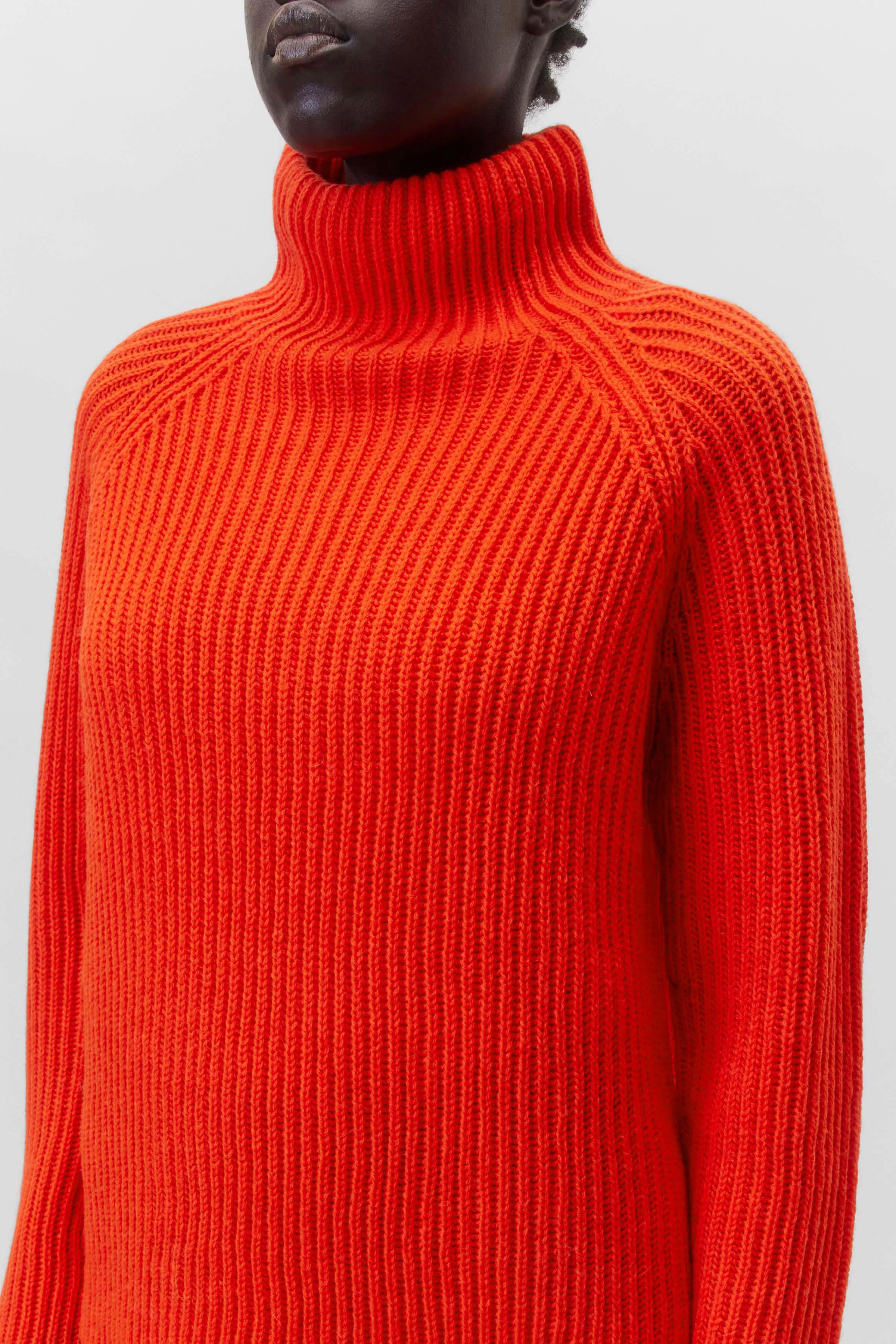 ARWEN - turtleneck jumper in alpaca-wool mix - women - orange - Seitenansicht