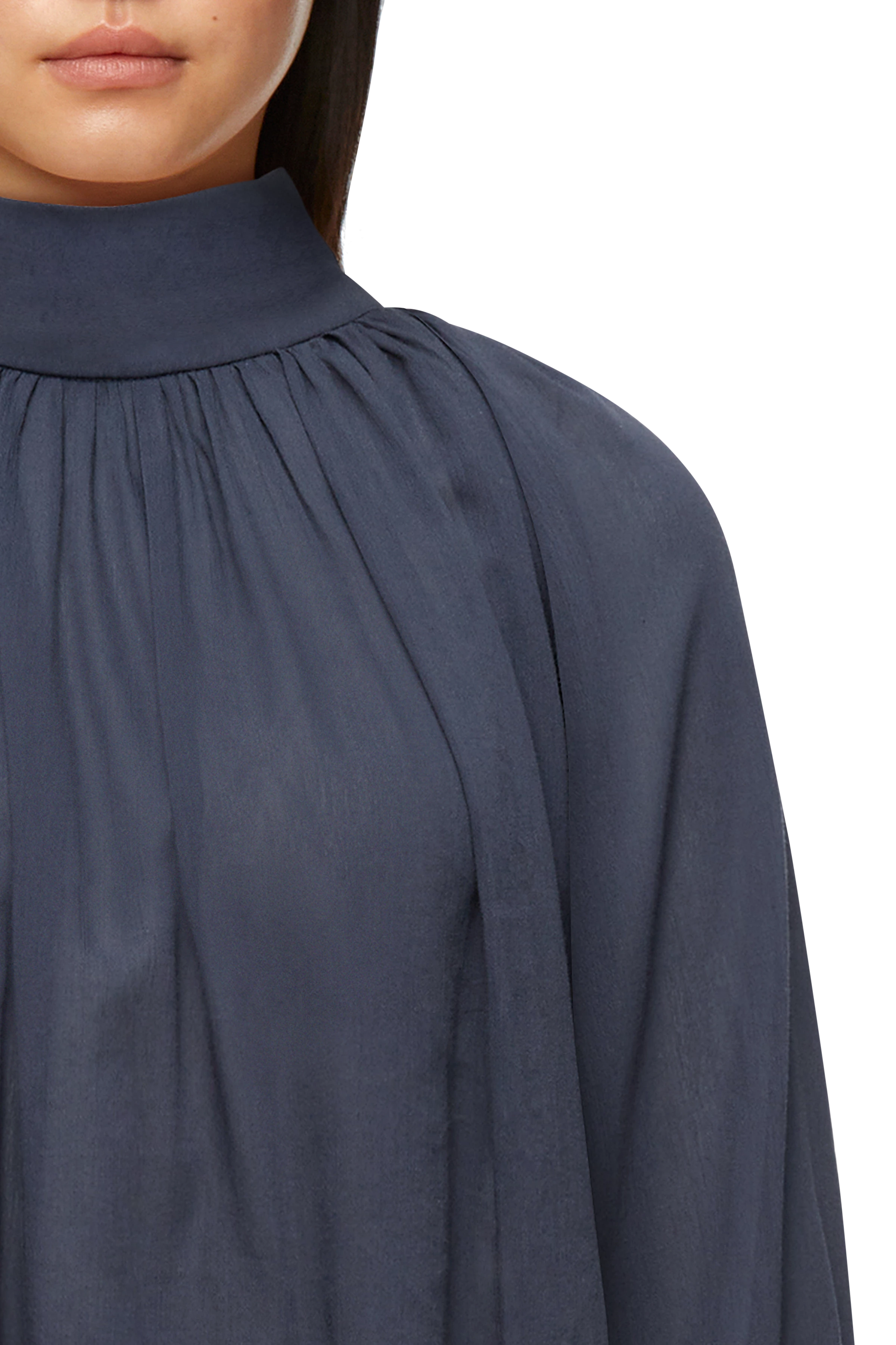 DUMONDA - Boho blouse in flowing cotton-viscose crêpe - women - blue - Seitenansicht