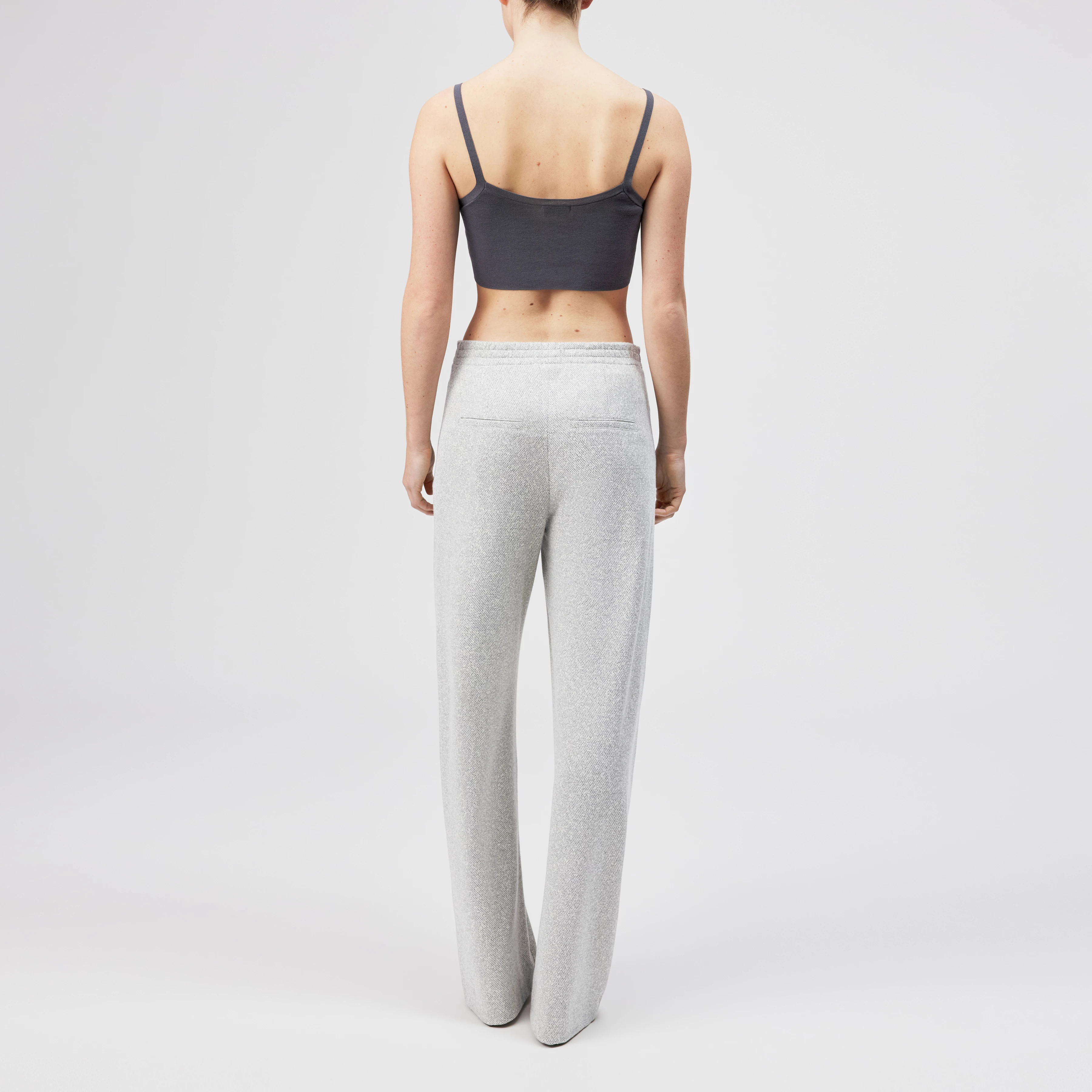 FAE_0 - Hose mit Barrel-Leg in Jersey mit Dessin - Damen - grau - Rückansicht