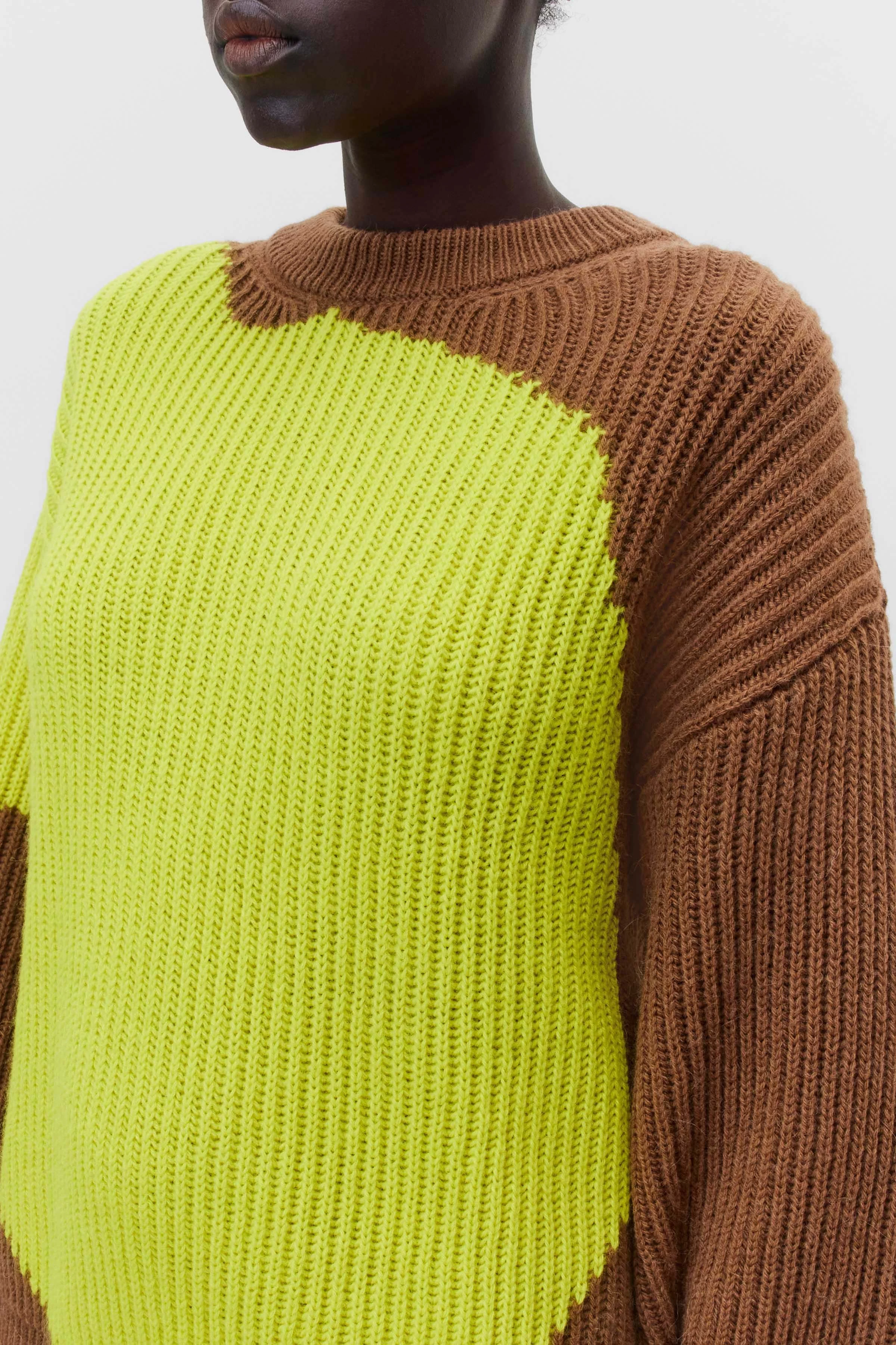 RAMEA - Sweater in two-tone jacquard - women - brown - Seitenansicht