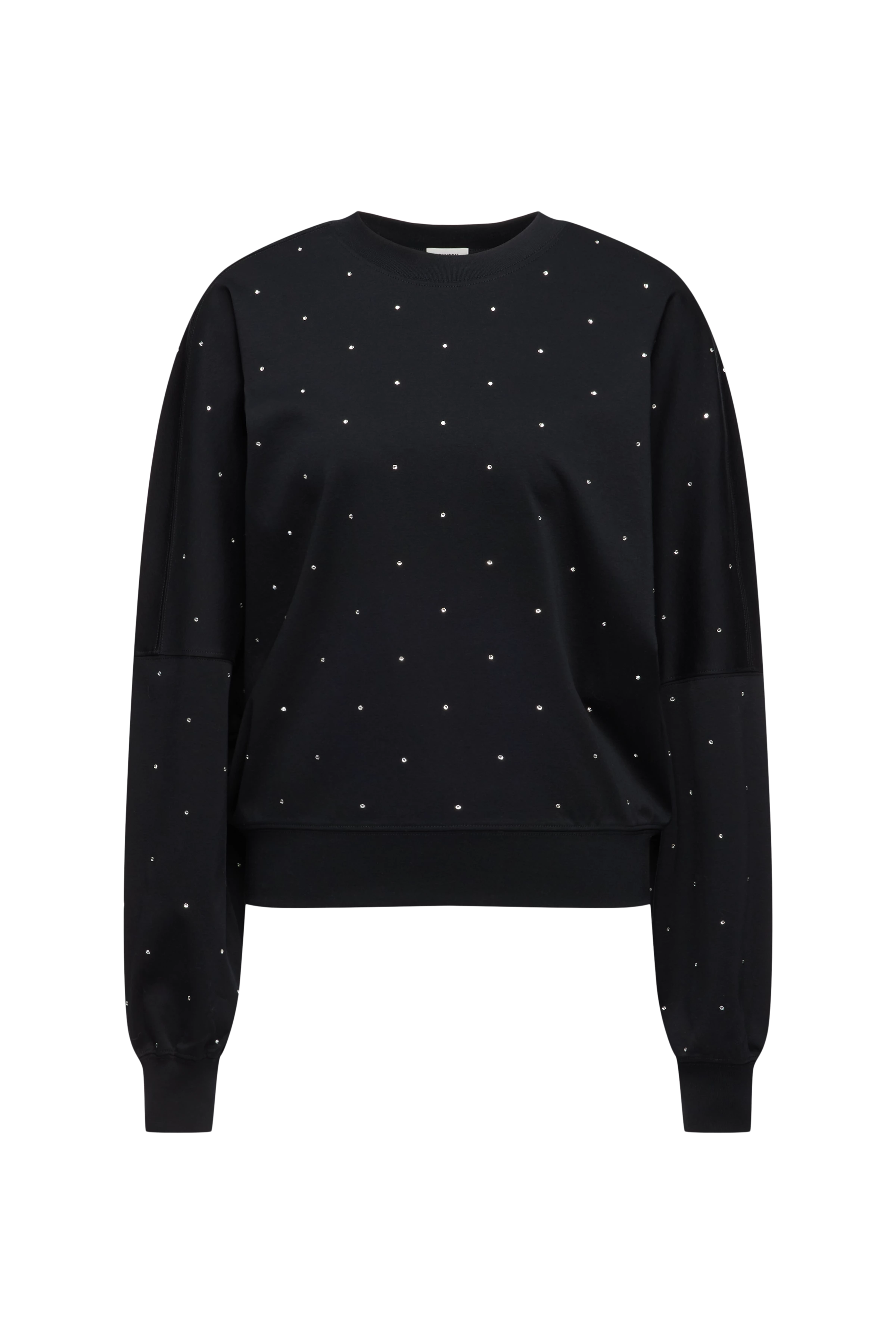 ASTARIA_P2 - Sweatshirt mit Swarovski®-Kristallen in mercerisierter Baumwolle - Damen - schwarz - Freisteller Frontansicht