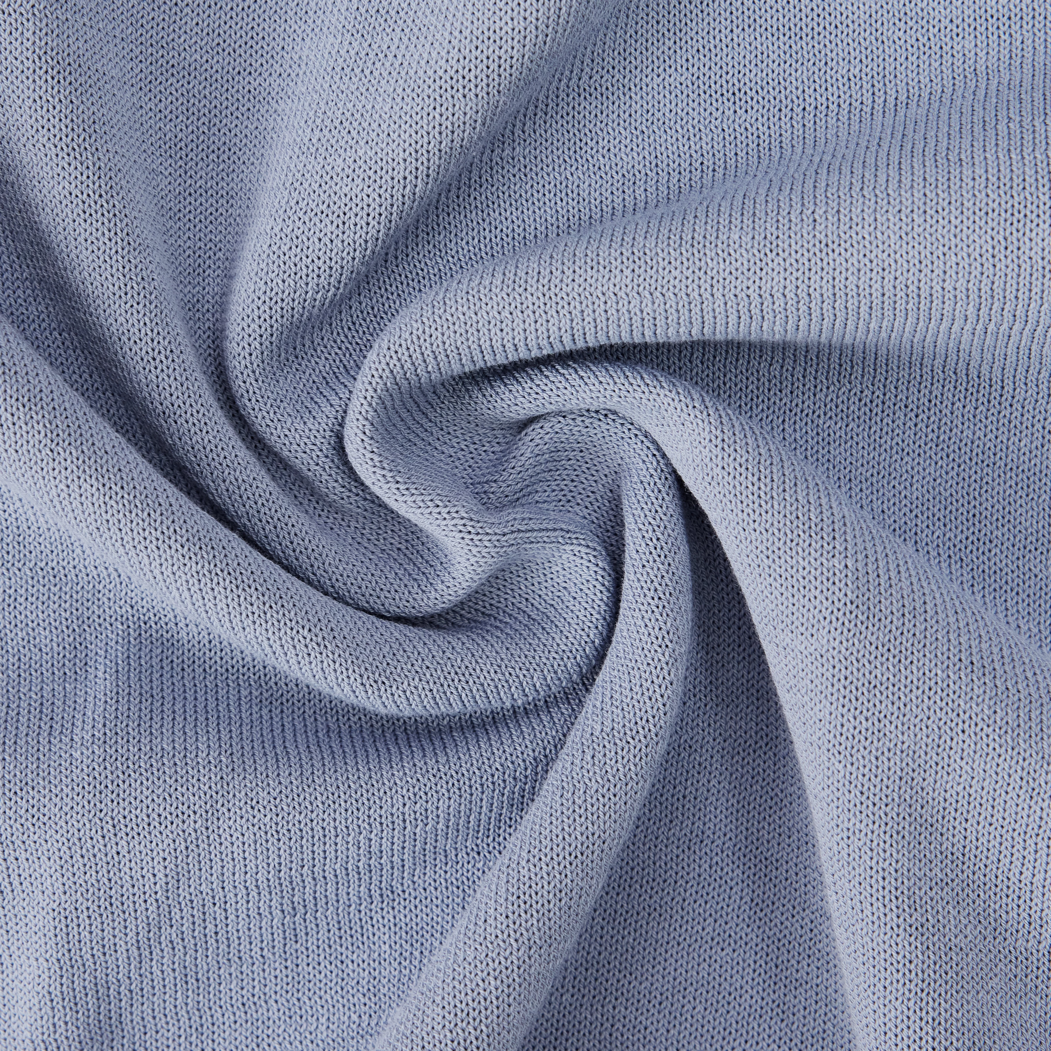 DILARY - Casual gebreid T-shirt in crêpe katoen - dames - blauw - Materialbild (B2C)