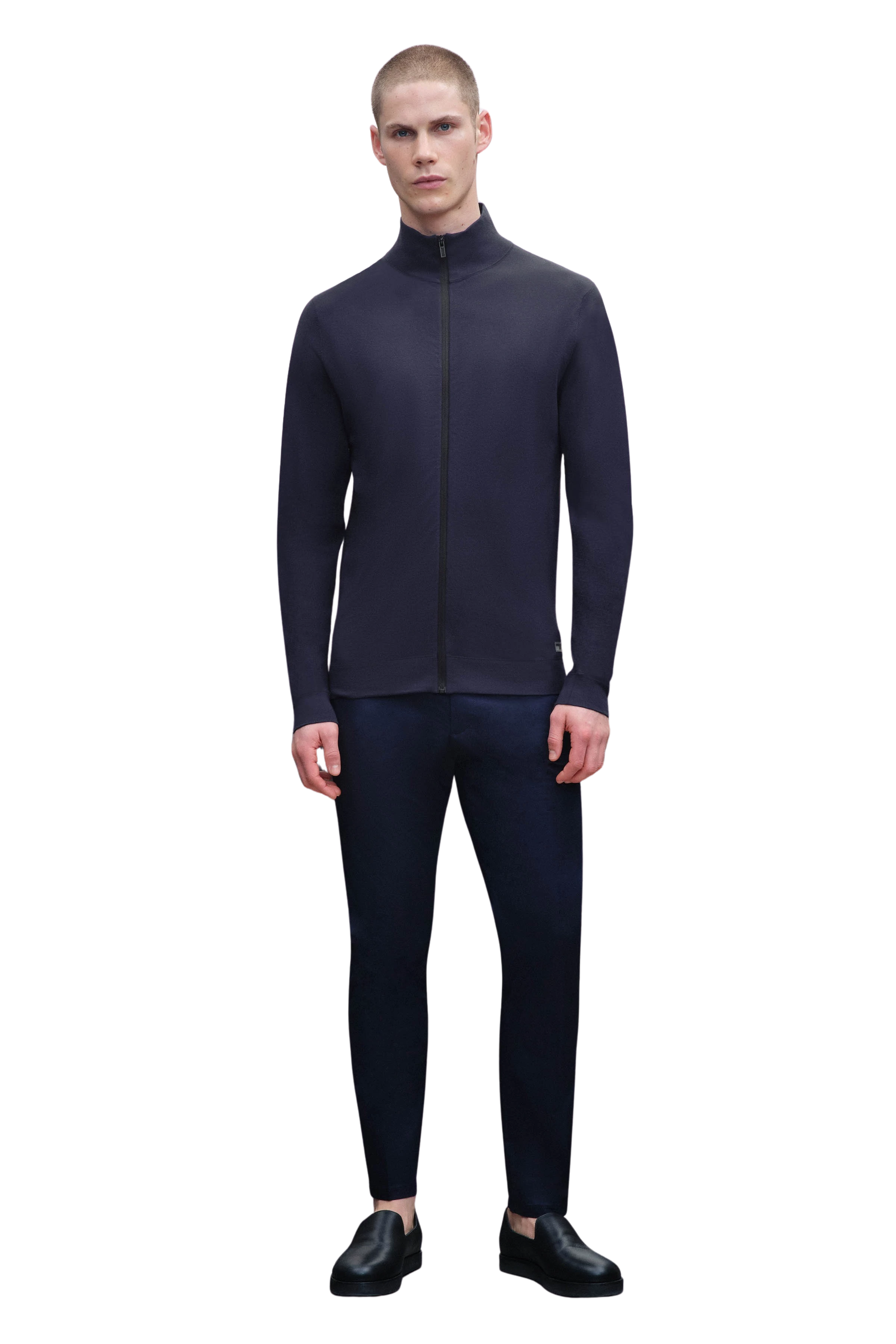 RANTONIO - Zip jacket with stand-up collar - men - blue - Ganzkörper-Frontansicht