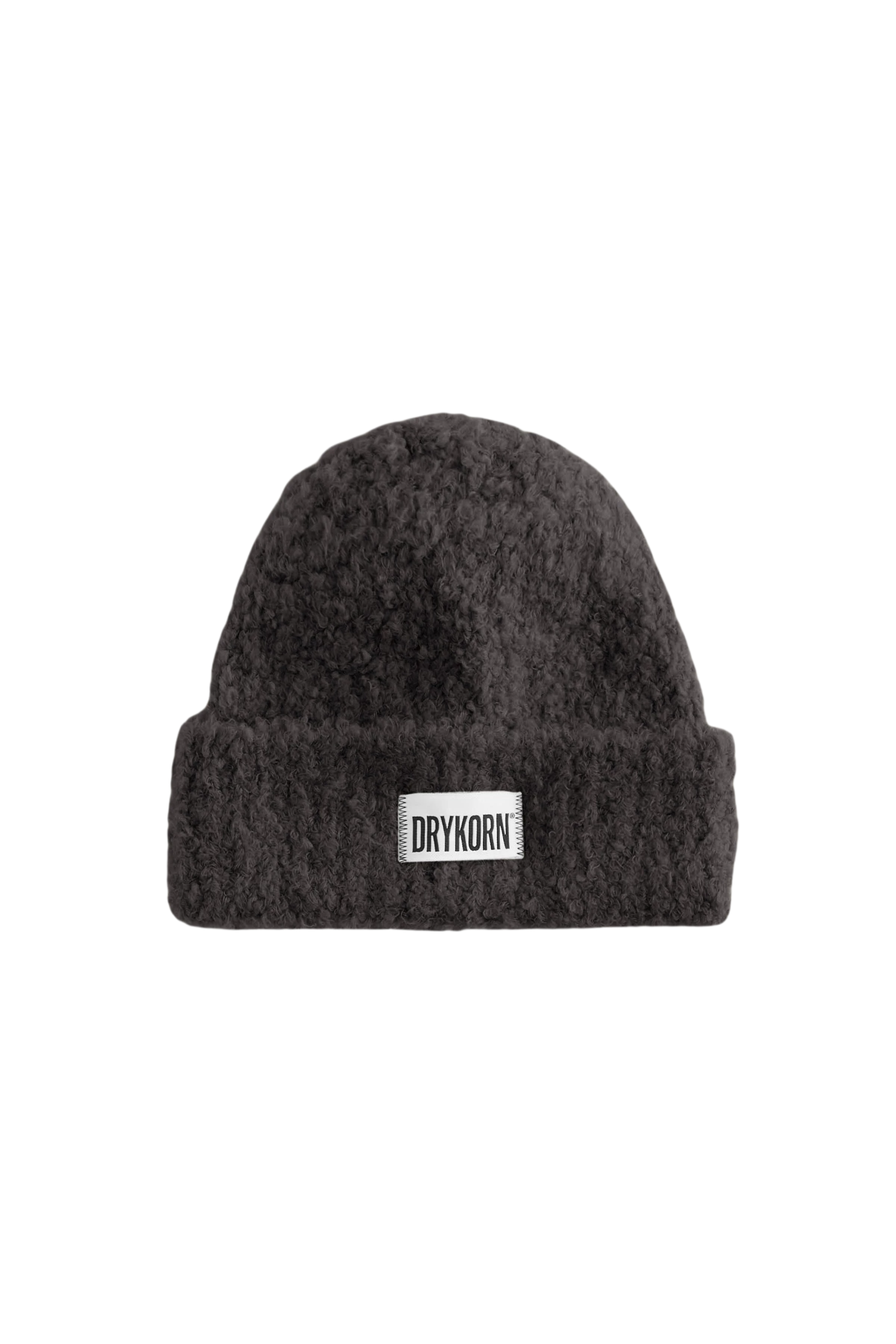 NEREA - Beanie in wolligem Chenillegarn - Unisex - schwarz - Freisteller Frontansicht