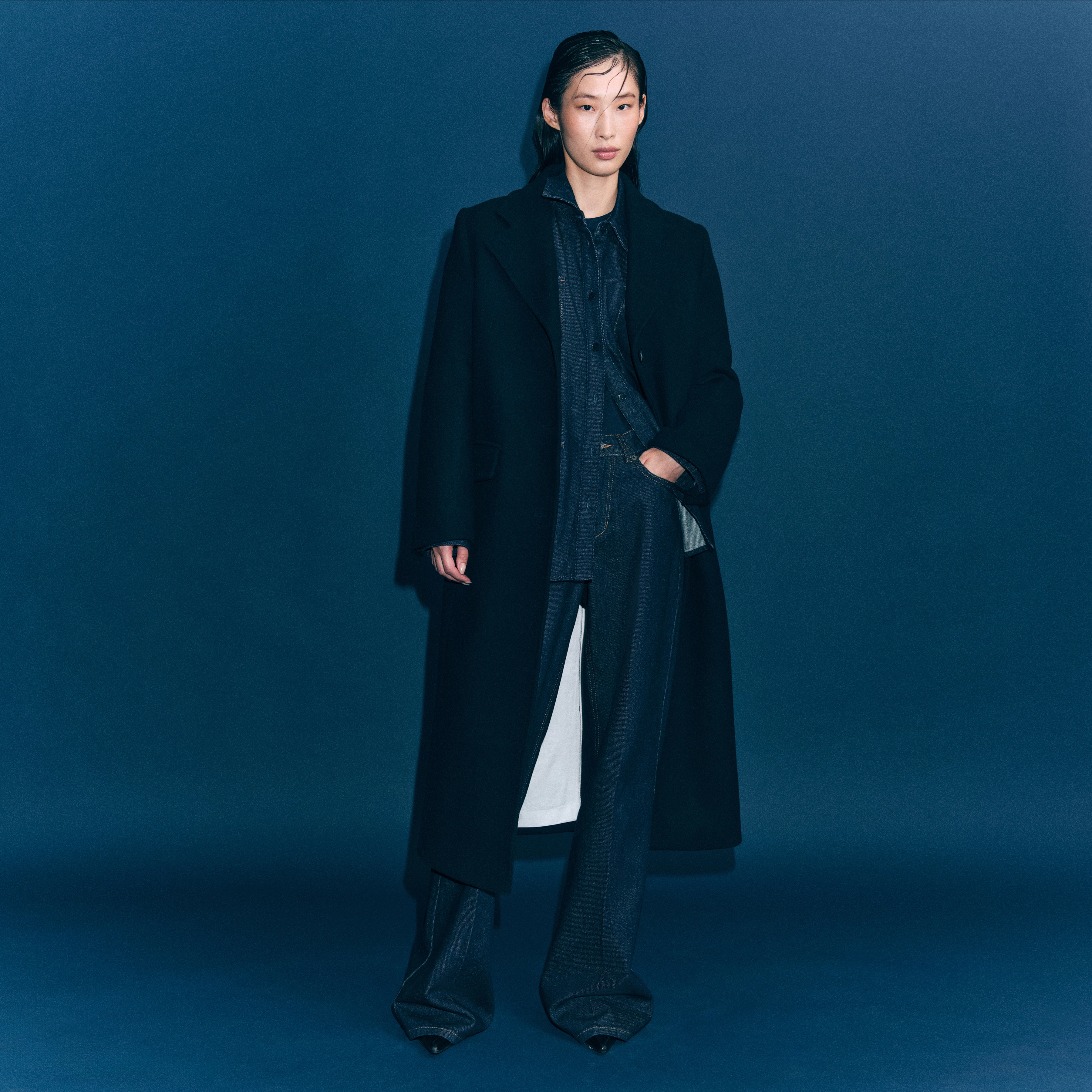 AISBY - Mantel in winterlichem Woll-Mix - Damen - blau