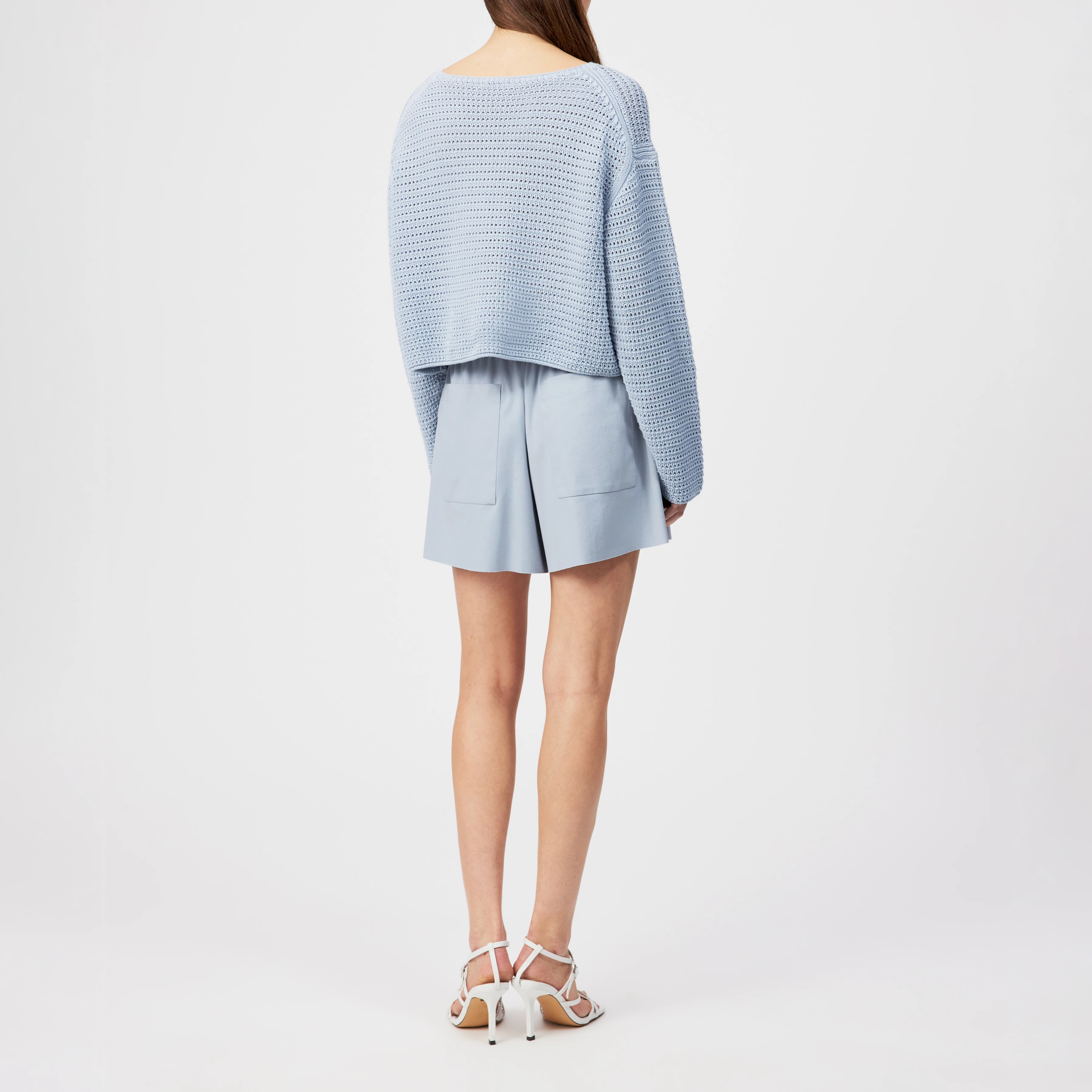 IMENIA_2 - Oversized Cropped Pullover in Grobstrick - Damen - blau - Rückansicht