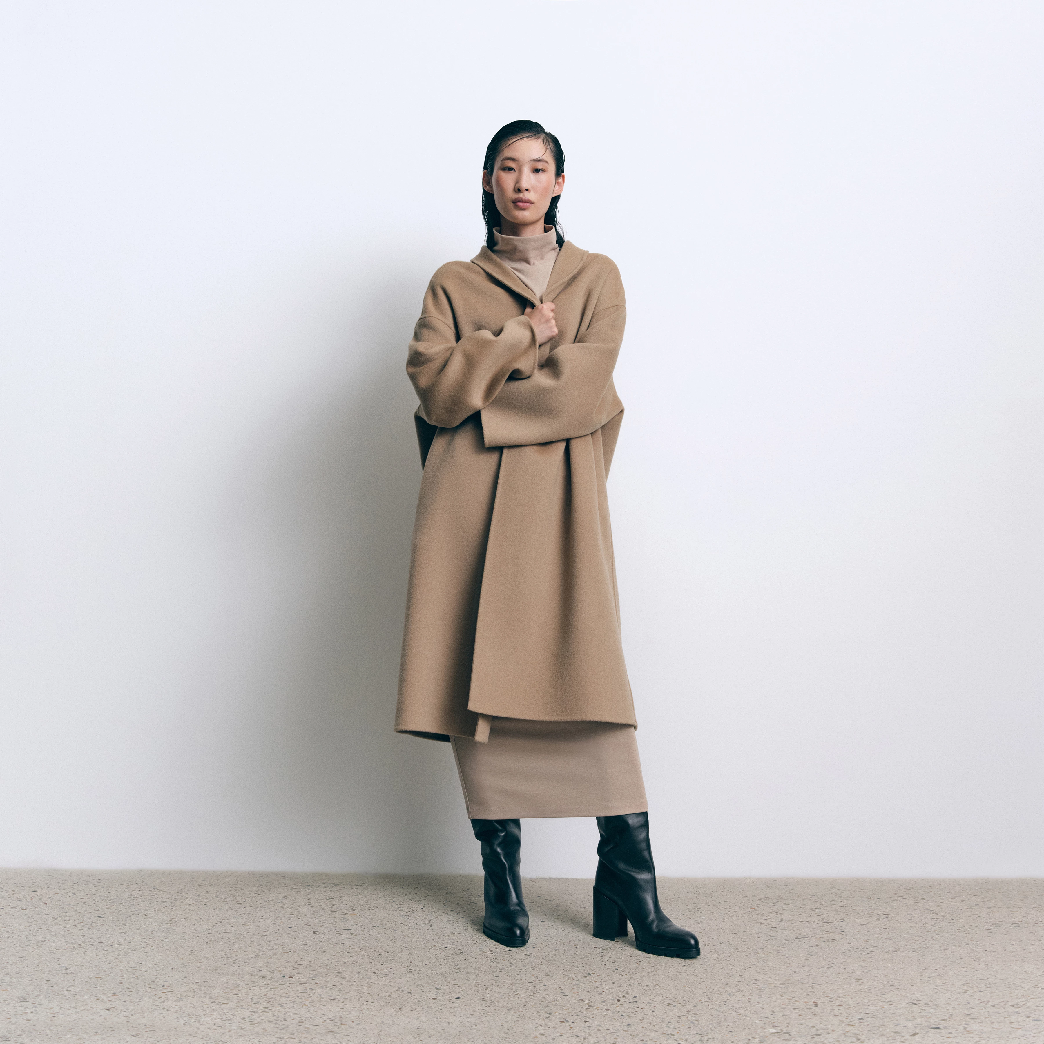 BAUPREY - Hüllenmantel in Woll-Doubleface - Damen - braun