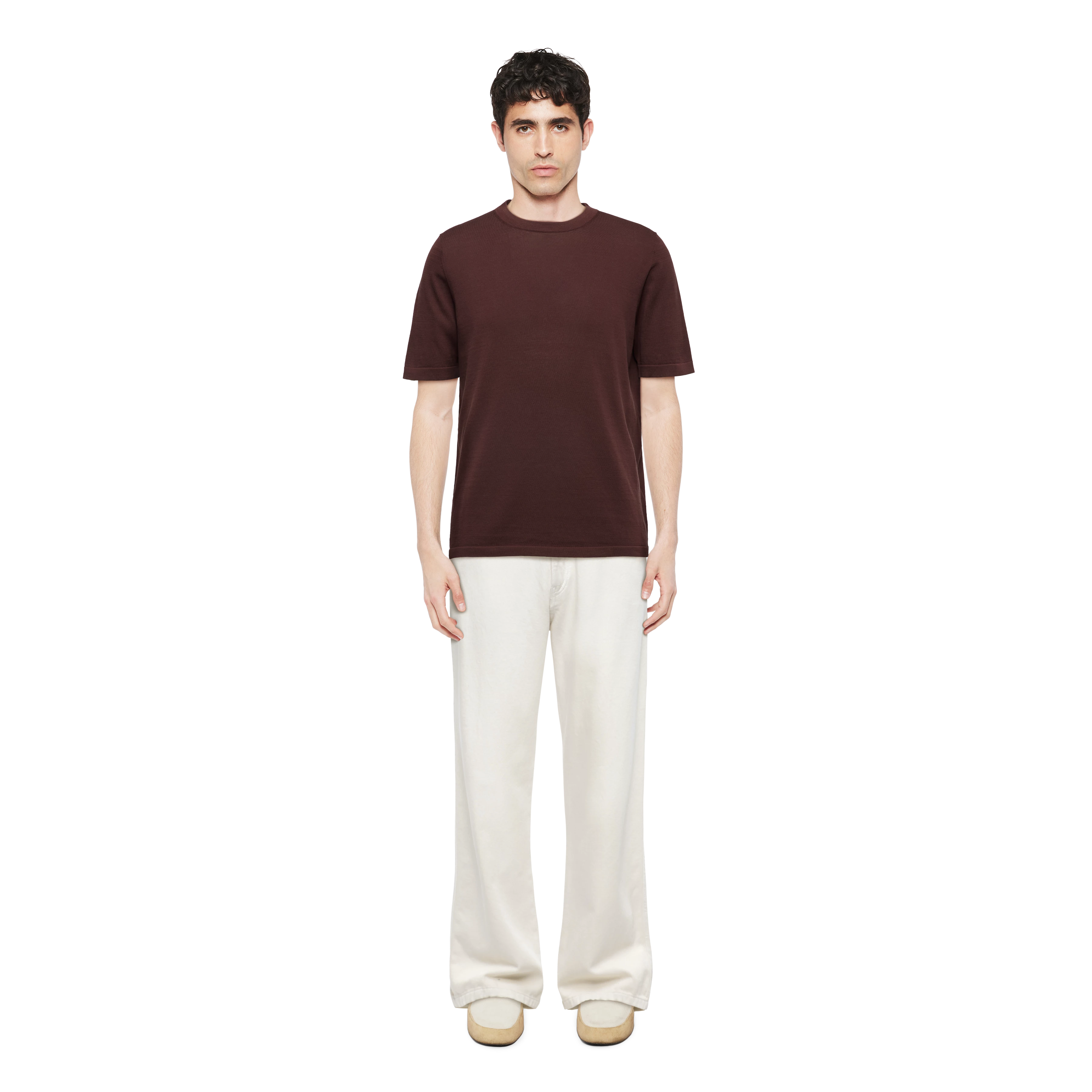 VALENTIN - T-shirt in mercerised cotton - men - red - Ganzkörper-Frontansicht