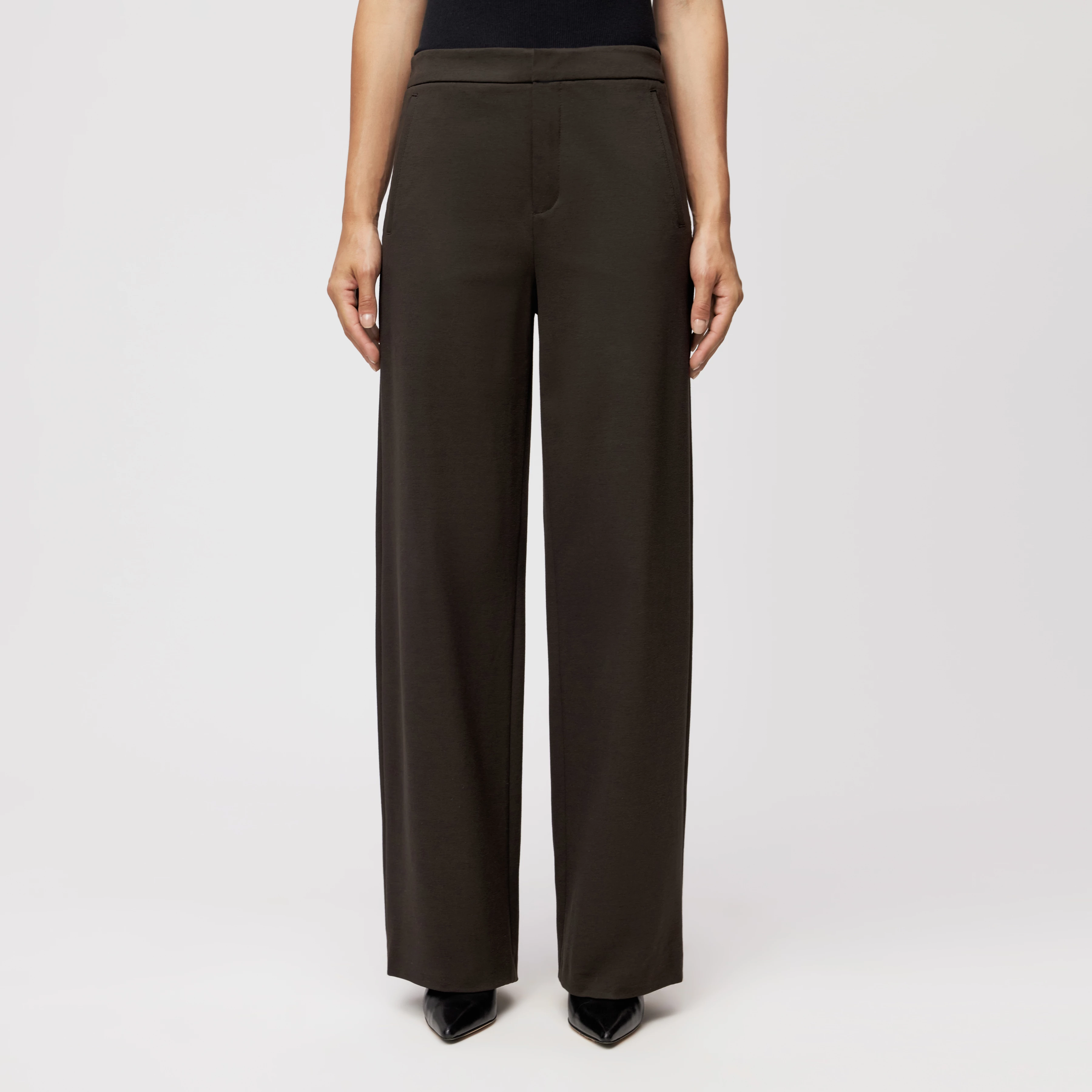 FAE_0 - Hose mit Barrel-Leg in Viskose-Mix - Damen - braun - Frontansicht