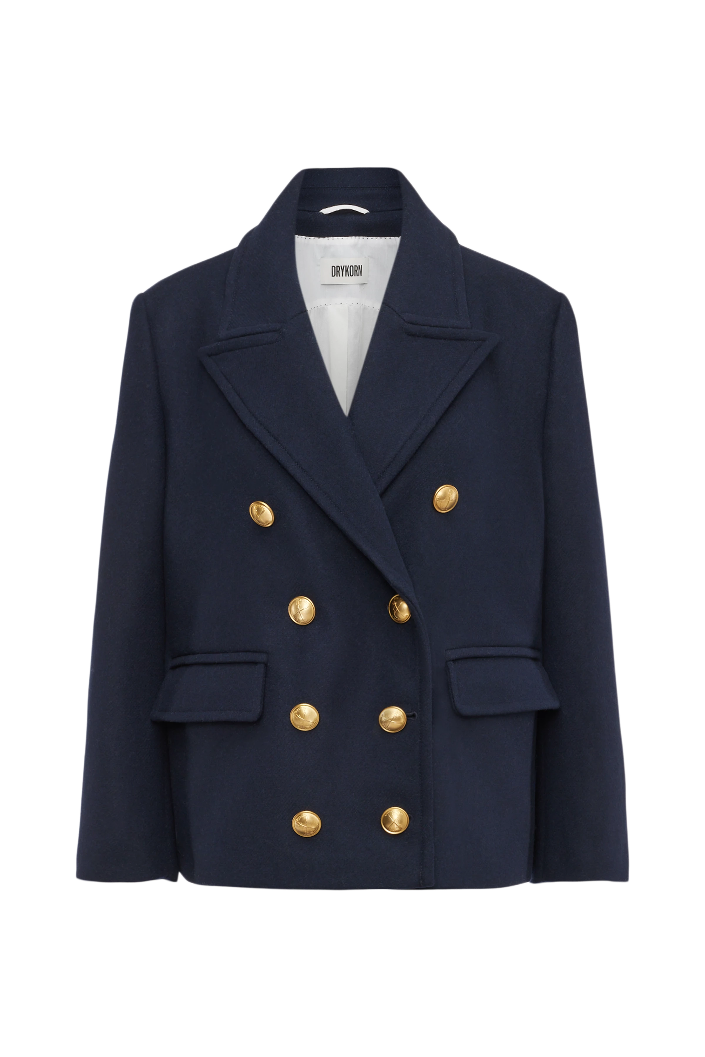 ORDBURGH_2 - Lässige Cabanjacke in winterlichem Woll-Mix - Damen - blau - Freisteller Frontansicht