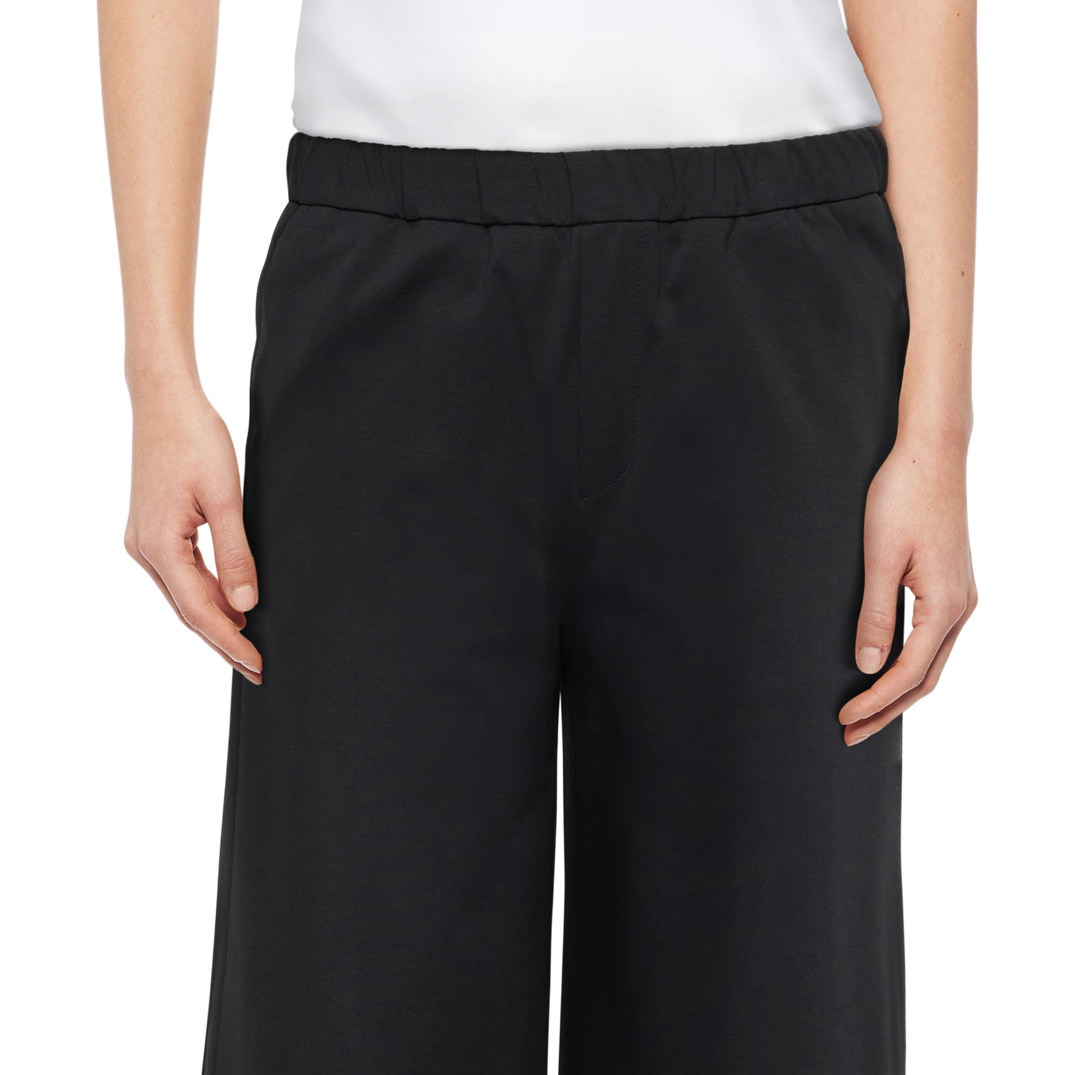 CONSIDER - Pantalon à enfiler avec Barrel-Leg en Punto Milano Jersey - women - noir - Detailansicht am Model