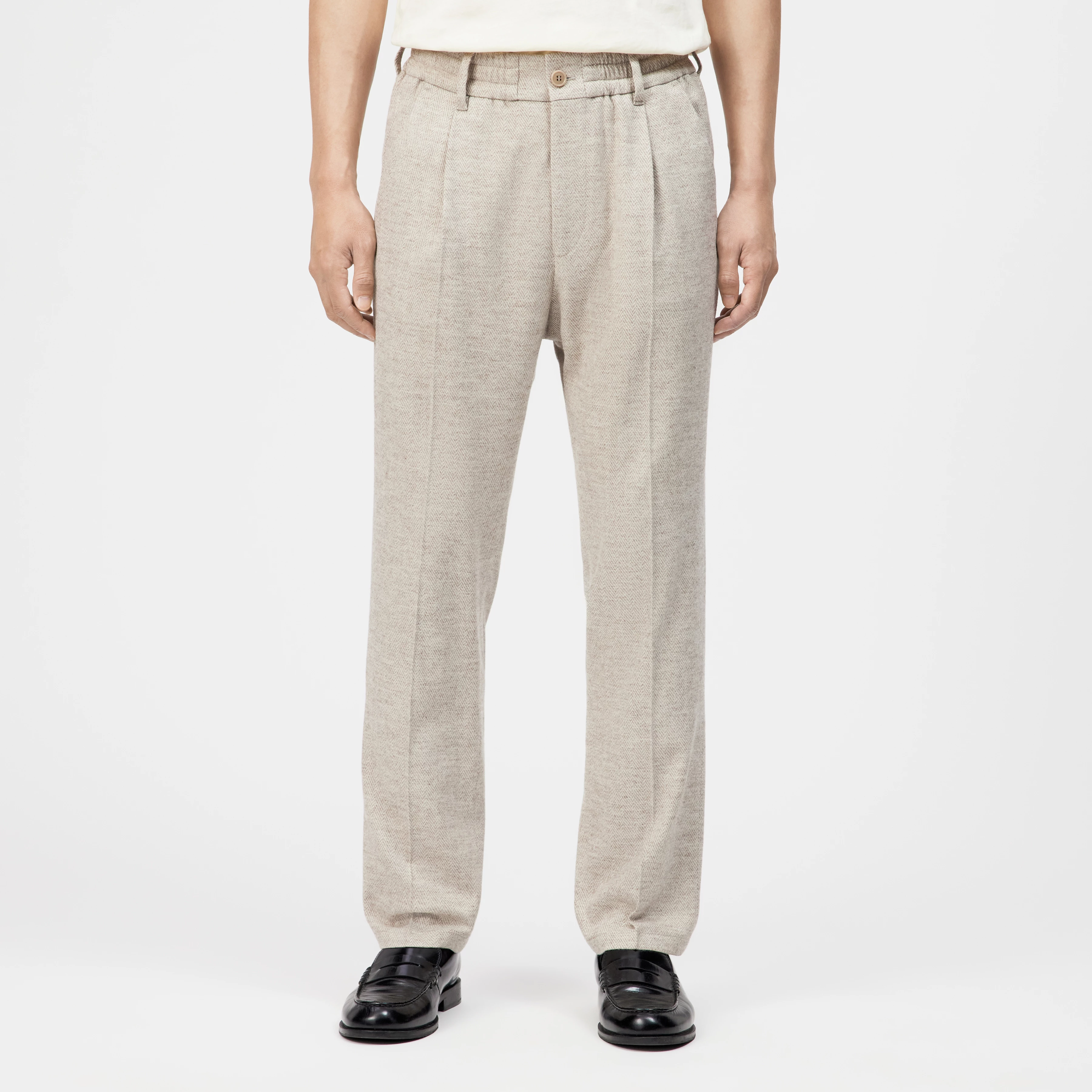 CHASY_RGLR - Casual Hose mit Bundfalte in Viskose-Woll-Mix - Herren - beige - Frontansicht