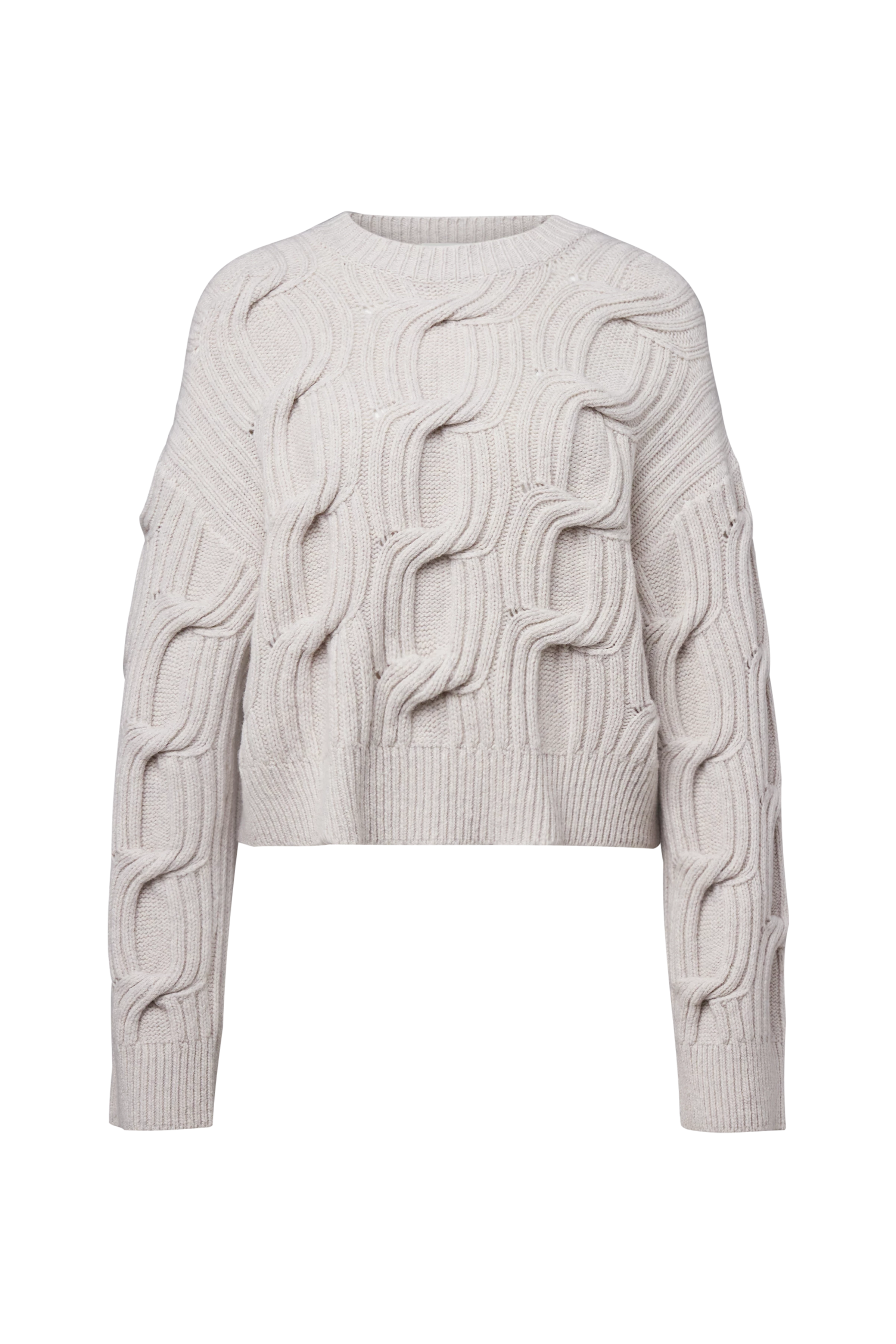 MALESE_2 - Verkürzter Pullover in Schurwolle - Damen - beige - Freisteller Frontansicht