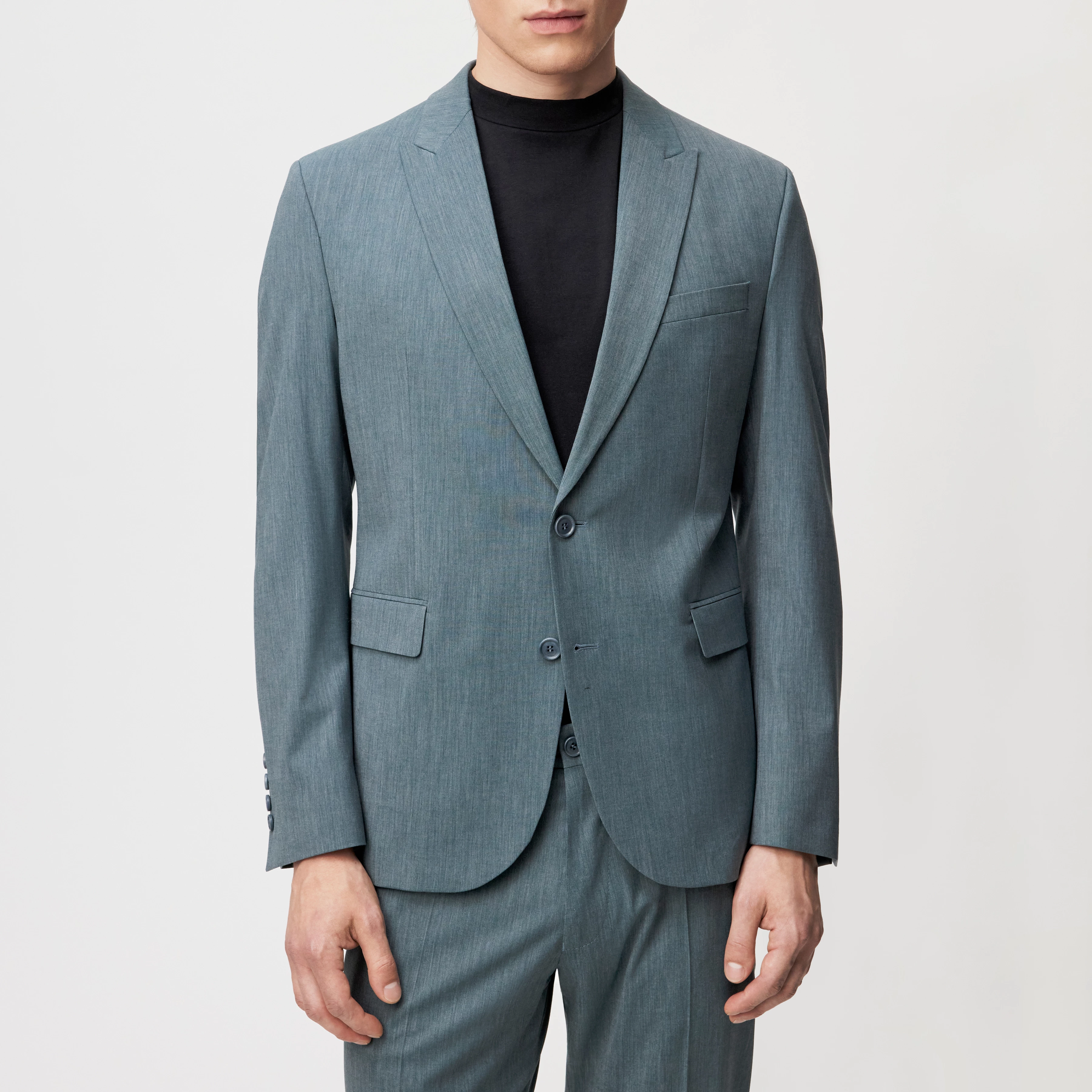 LONEST - Sportives Slim Fit Sakko in Woll-Mix - Herren - grün - Frontansicht