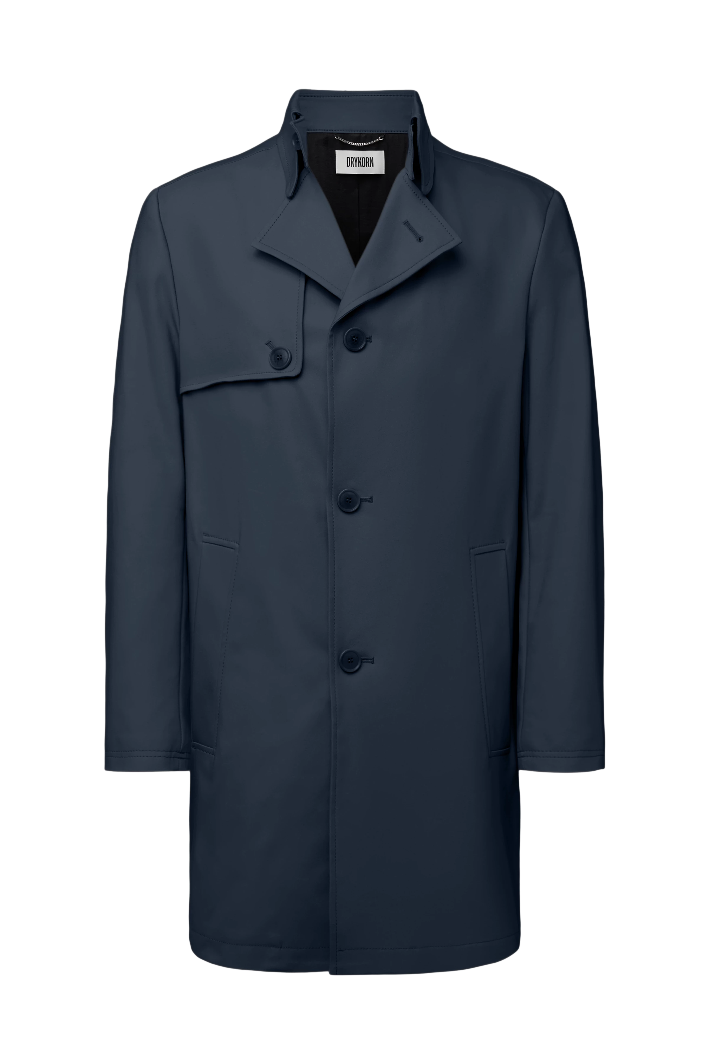SKOPJE_C - Trench coat in techno stretch satin - men - blue - Freisteller Frontansicht