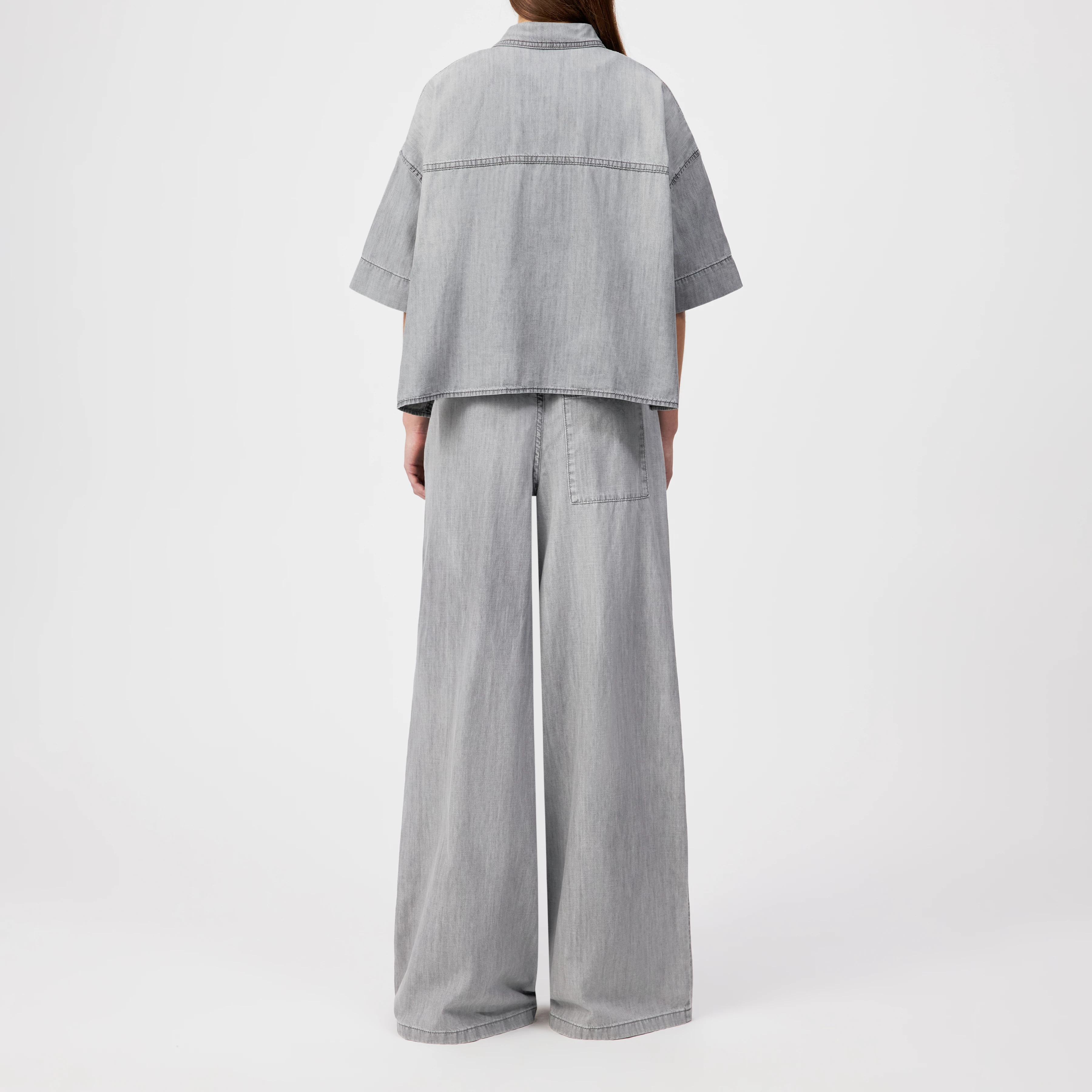 YARIKA - Oversized denim shirt blouse - women - grey - Rückansicht