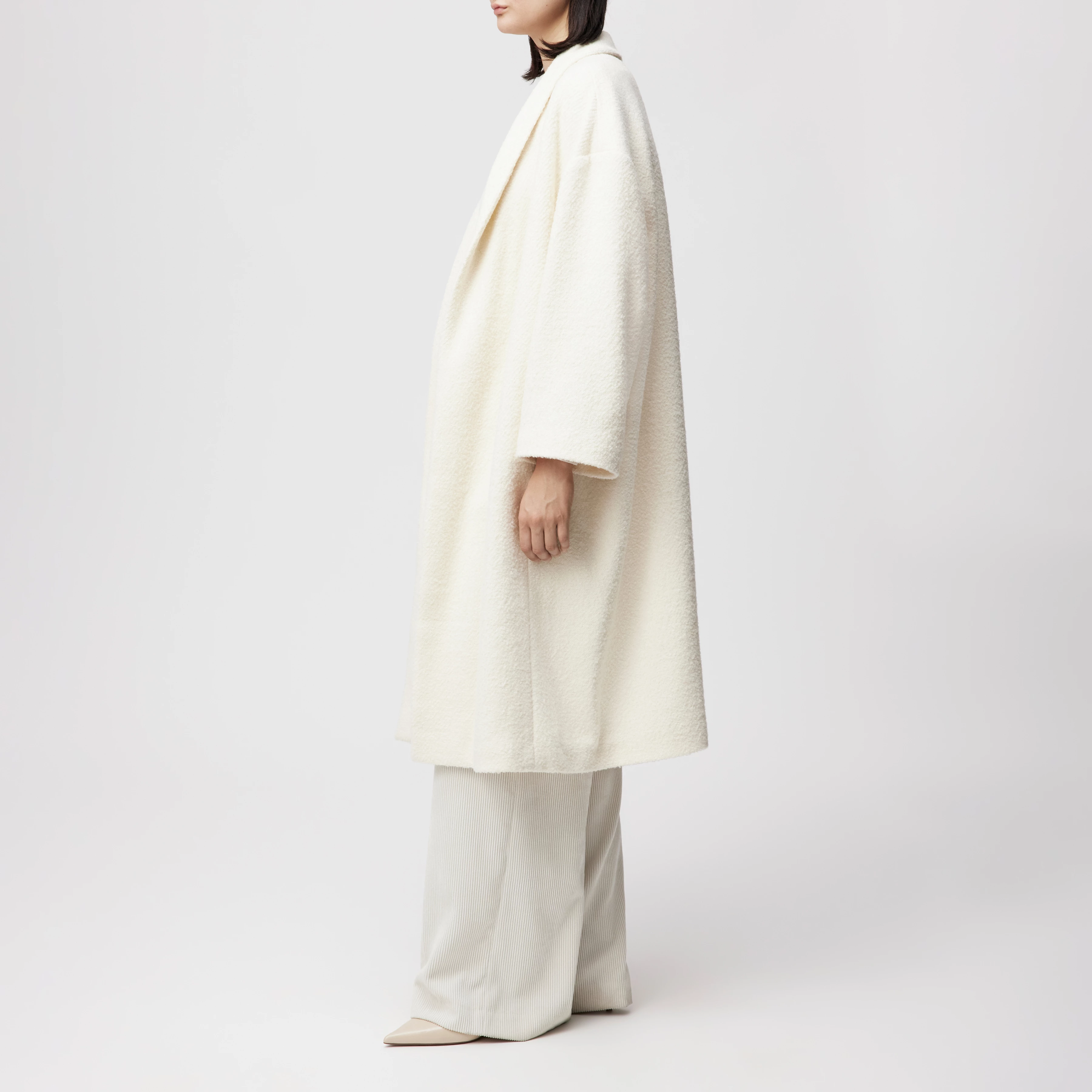 BAUPREY_1 - Hüllenmantel in Woll-Mix - Damen - off white - Seitenansicht