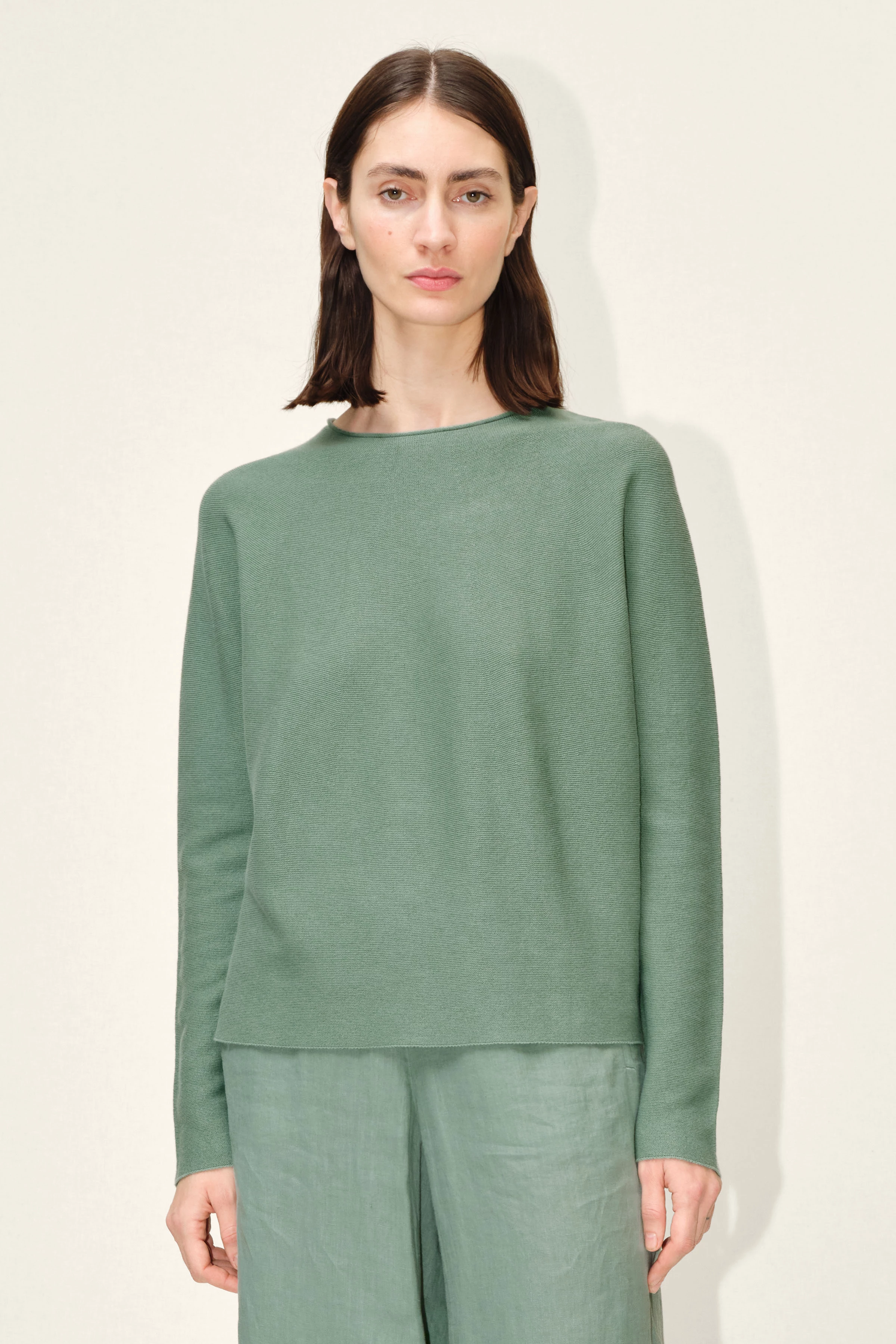 MAILA - Pullover aus Baumwoll-Cashmere-Mix - Damen - grün - Frontansicht