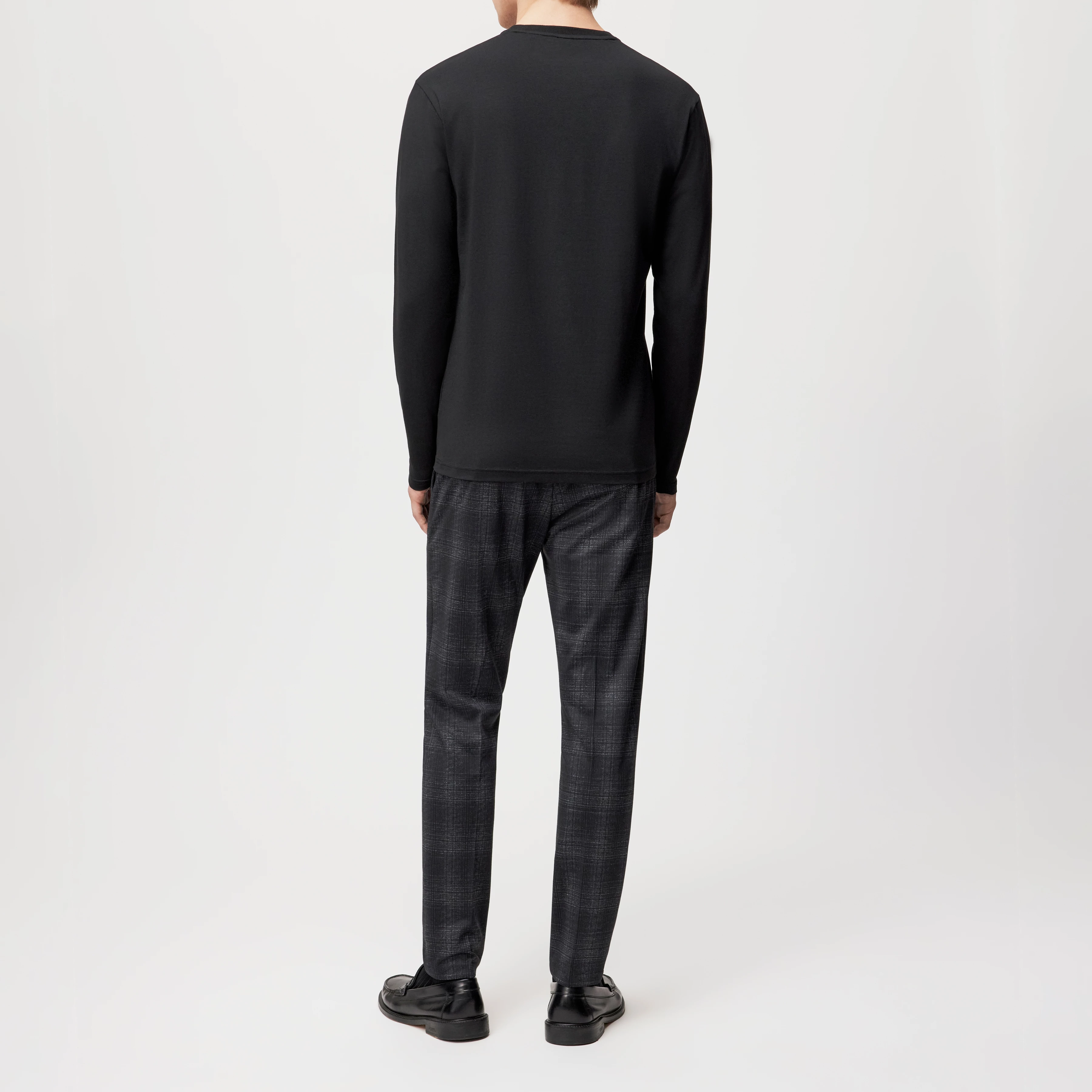 IDIRO - Longsleeve in Baumwoll-Viskose-Mix - Herren - schwarz - Rückansicht