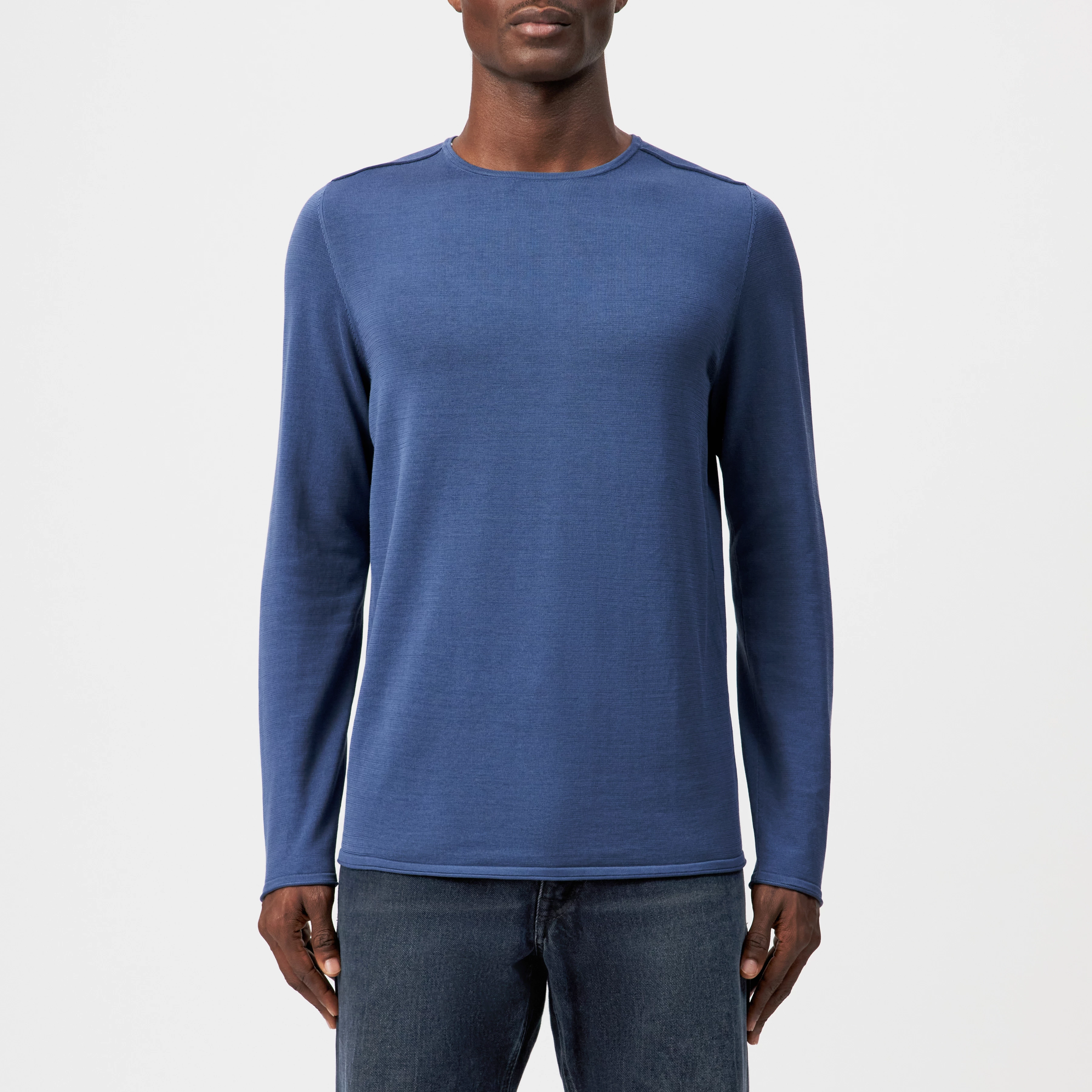 RIKONO - Knitted jumper in clean cotton - men - blue - Frontansicht