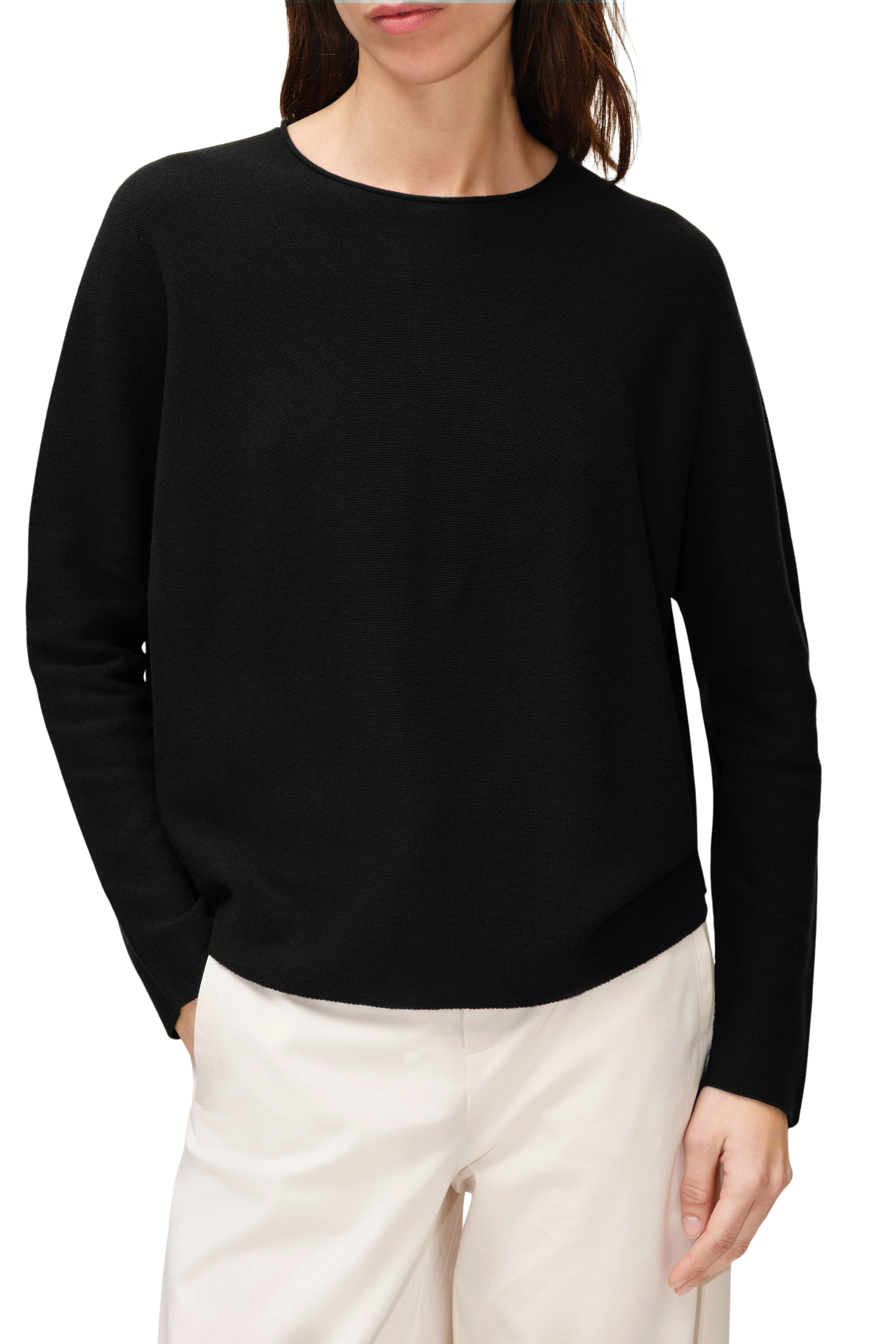 KIRLA - T-shirt in lyocell-cotton jersey - women - Natural Aluminium - Detailansicht am Model