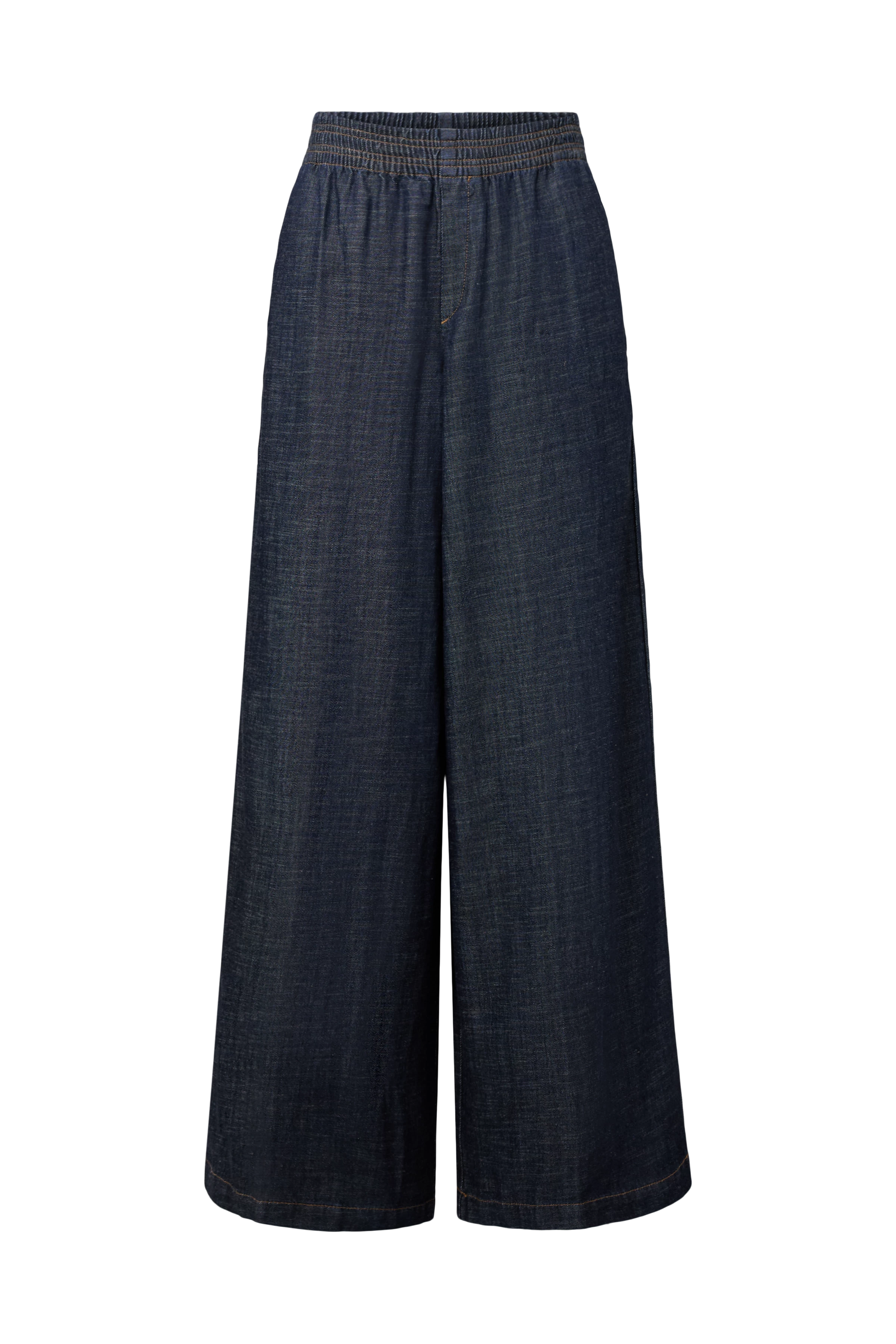 CEILING - Wide-leg trousers in linen-blend denim - women - blue - Freisteller Frontansicht
