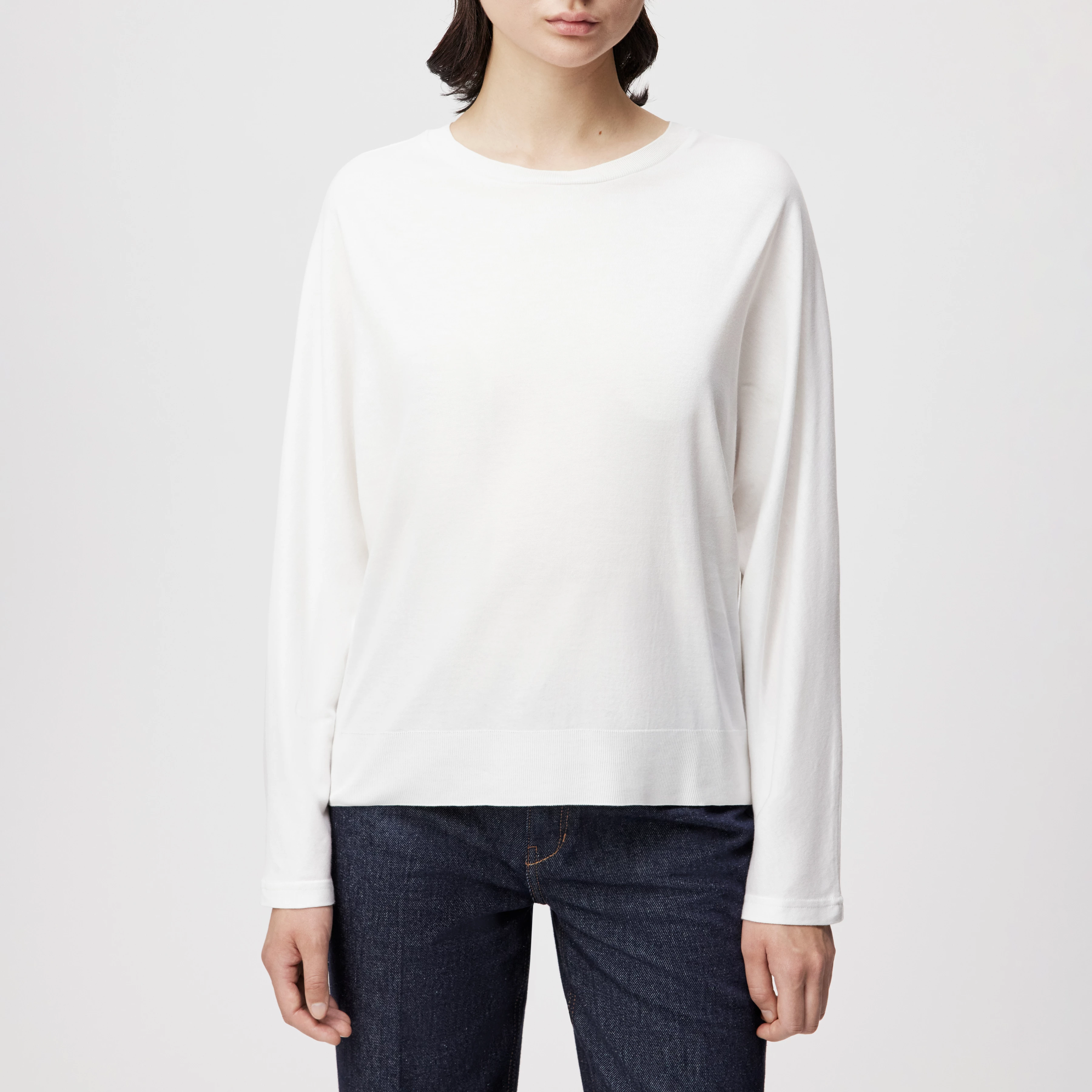 SOMEJA - Batwing long-sleeved top in lyocell-cotton blend - women - off white - Frontansicht