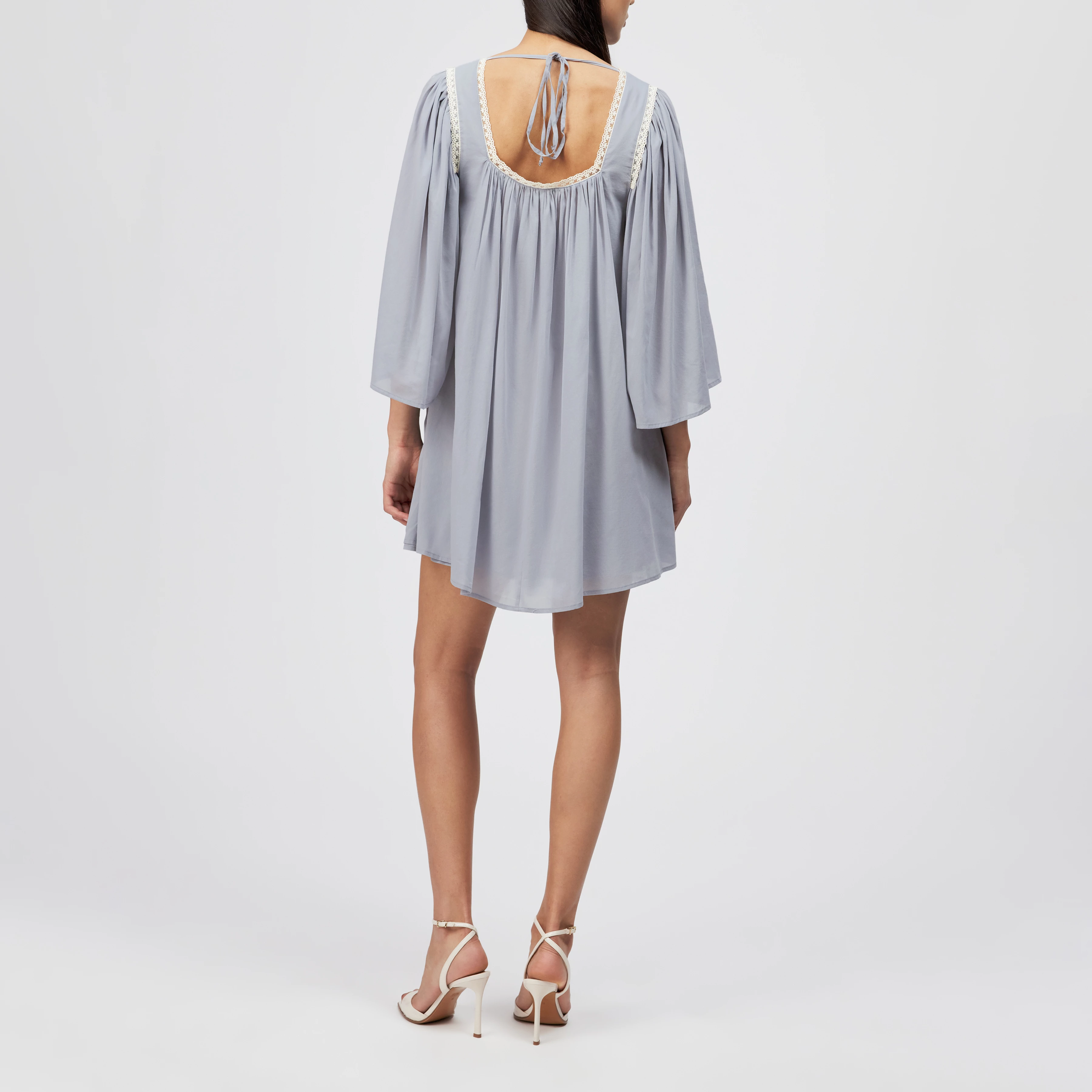 VAREEN - Cotton-blend babydoll tunic dress - women - blue - Rückansicht