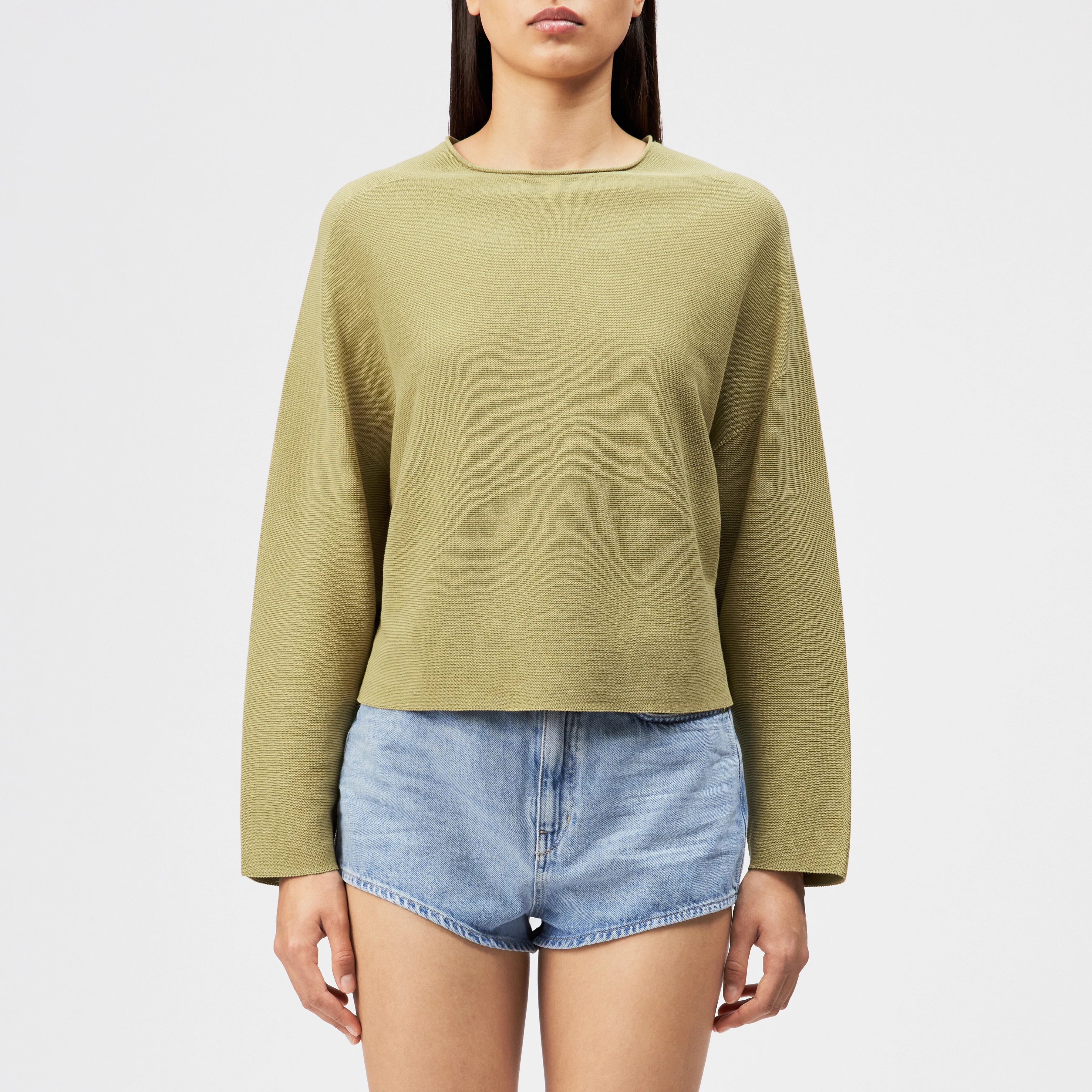 MEAMI - Cropped egg-shape pullover in pure cotton - women - brown - Frontansicht