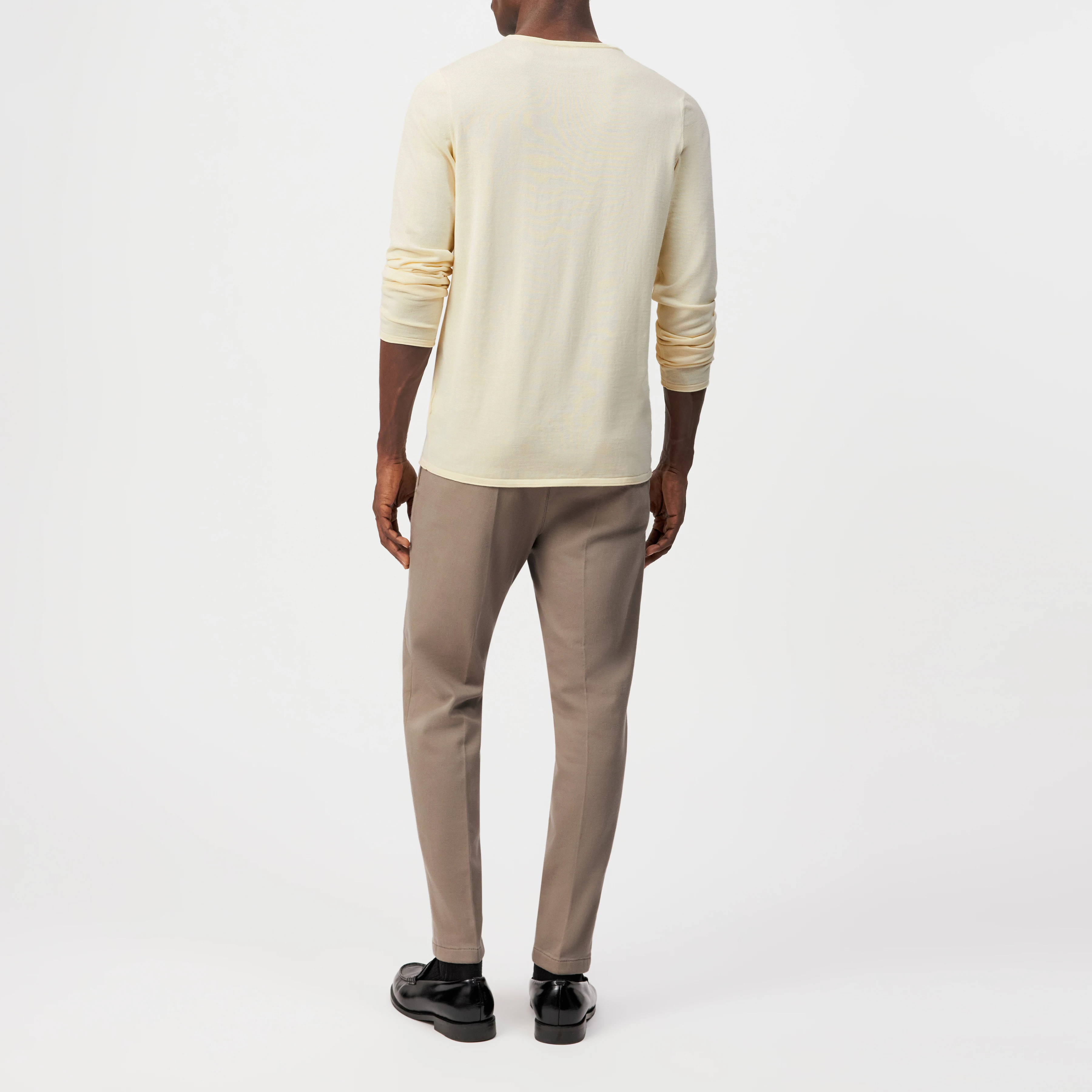 RIKONO - Knitted jumper in clean cotton - men - beige - Rückansicht