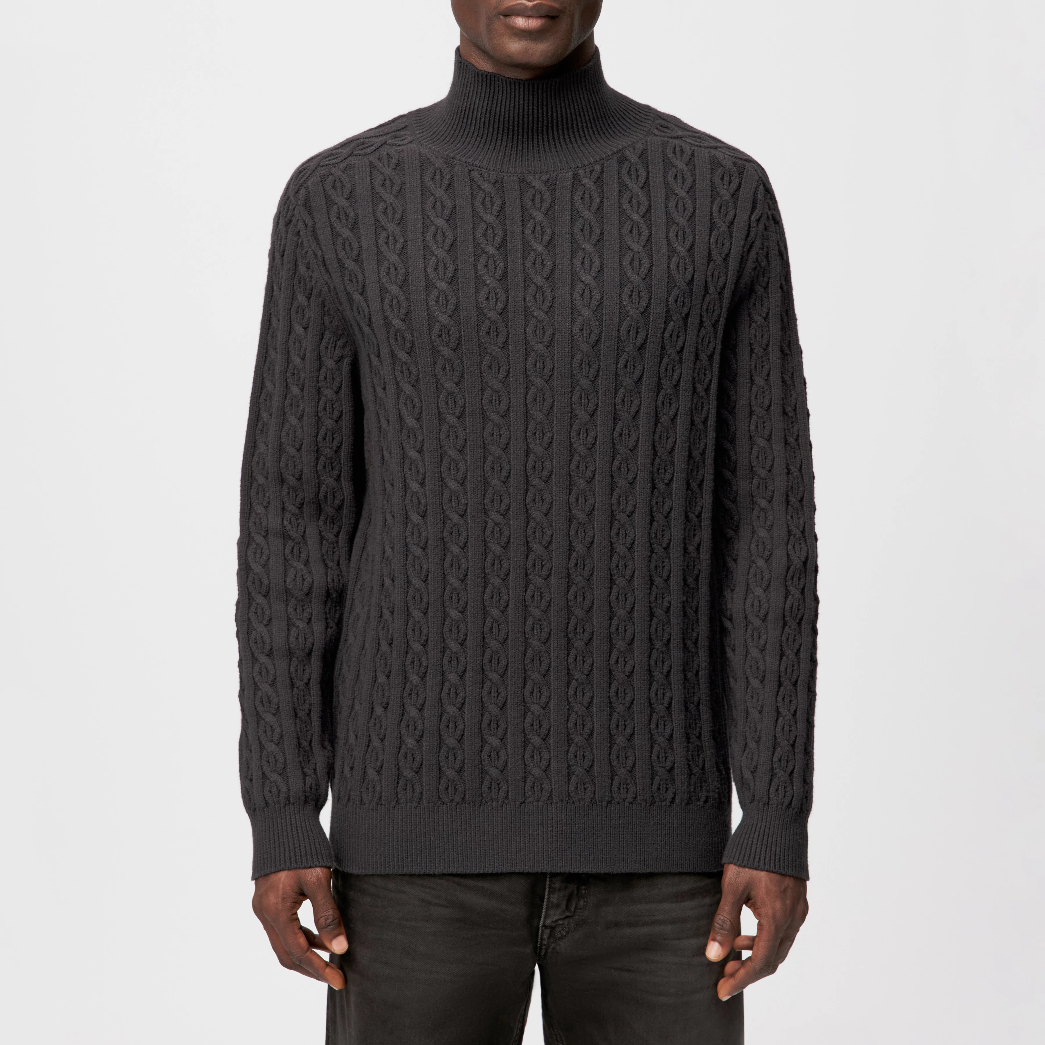 EDDARD - Pullover mit Stehkragen in Baumwoll-Mix - Herren - braun - Frontansicht