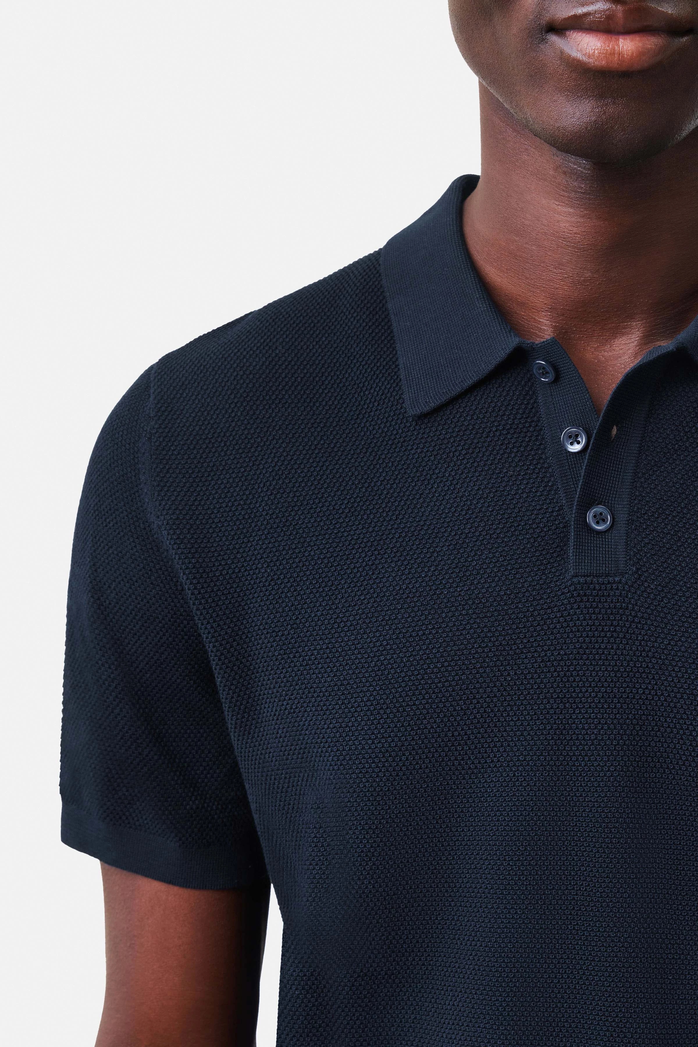 TRITON - Strick Polo in mercerisierter Baumwolle - Herren - blau - Seitenansicht