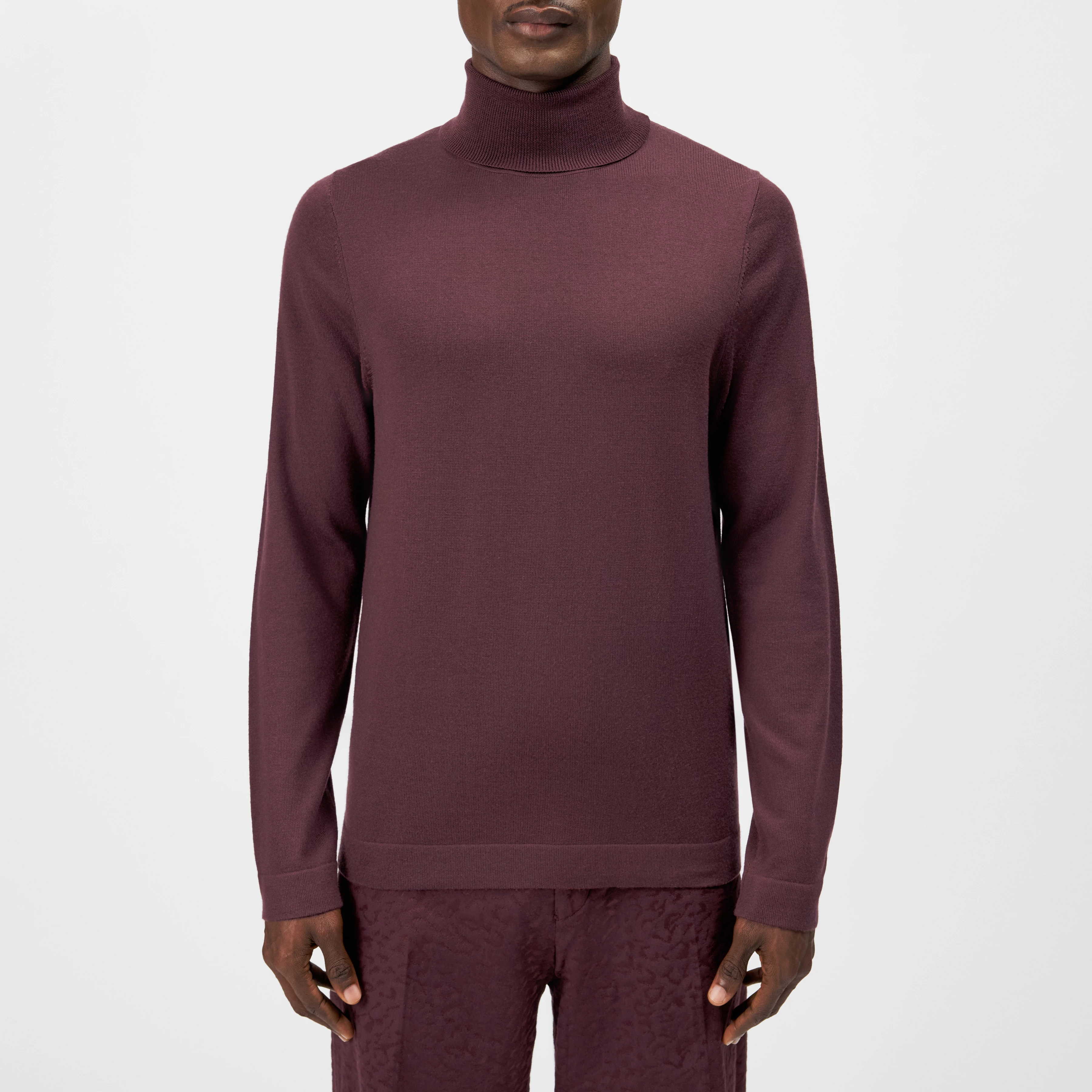 JOEY - Turtleneck jumper in 100% merino wool - men - red - Frontansicht