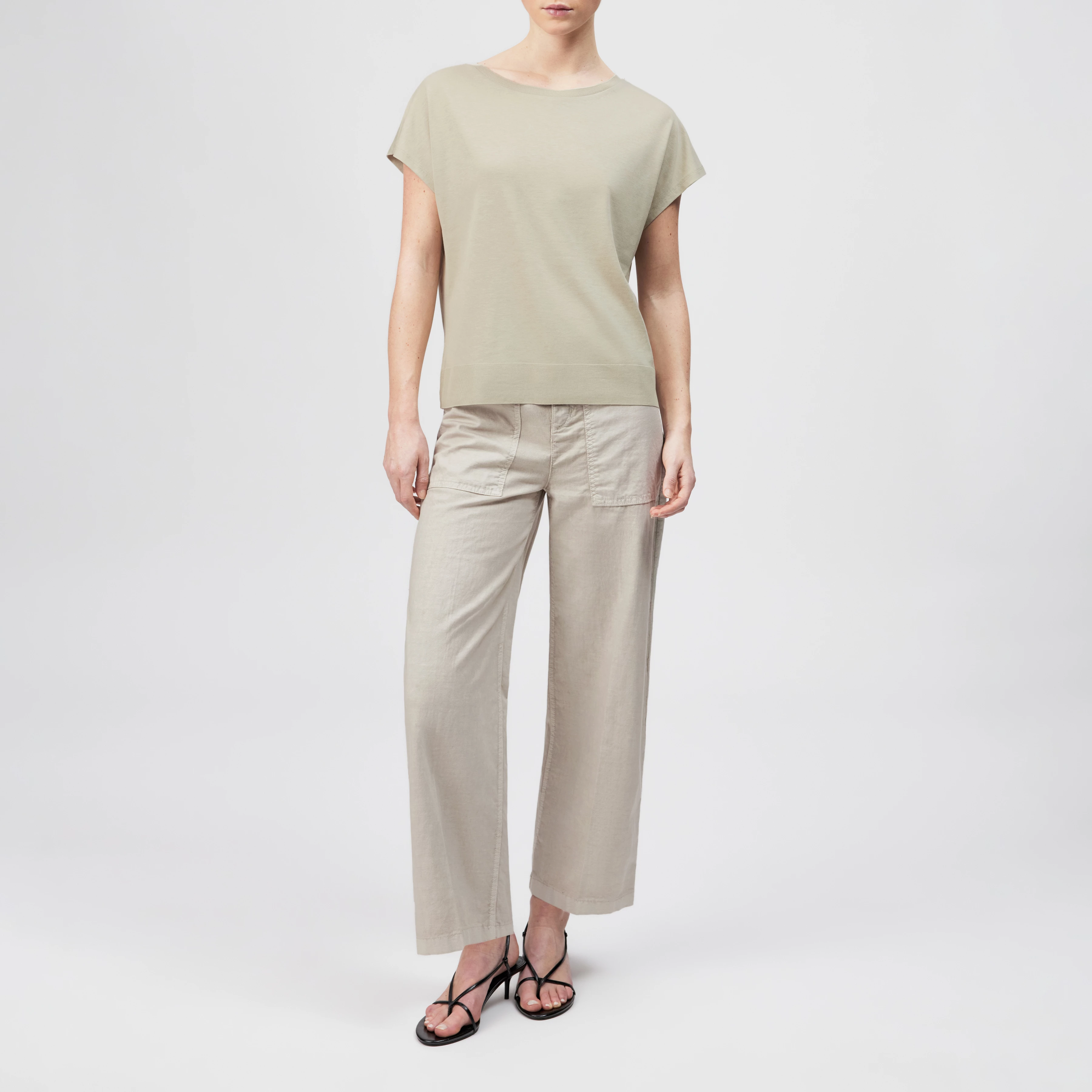 VANOPE - T-shirt in lyocell-cotton mix - women - beige - Ganzkörper-Frontansicht