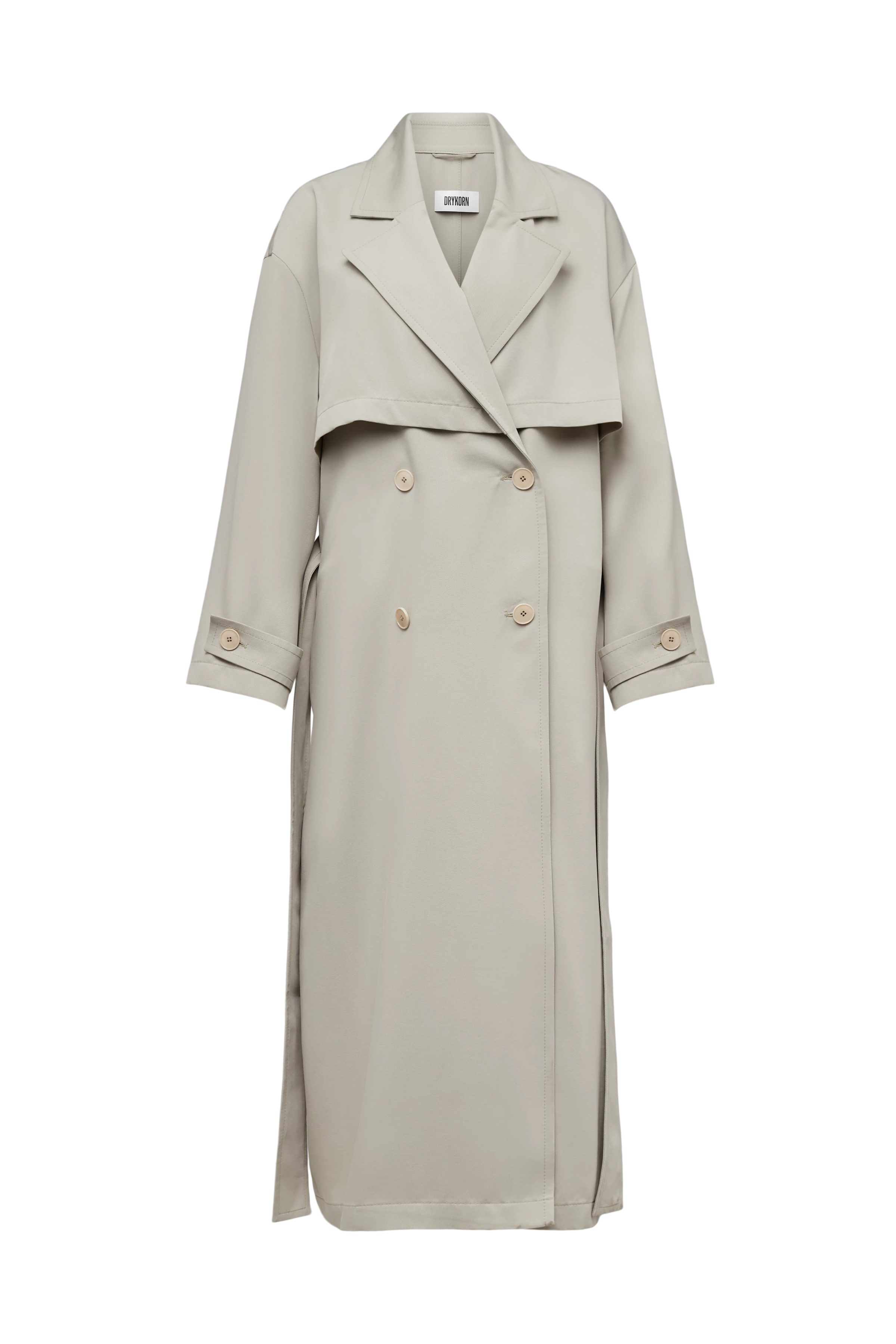 AVETON - Relaxed fit coat in flowing twill. - women - beige - Freisteller Frontansicht