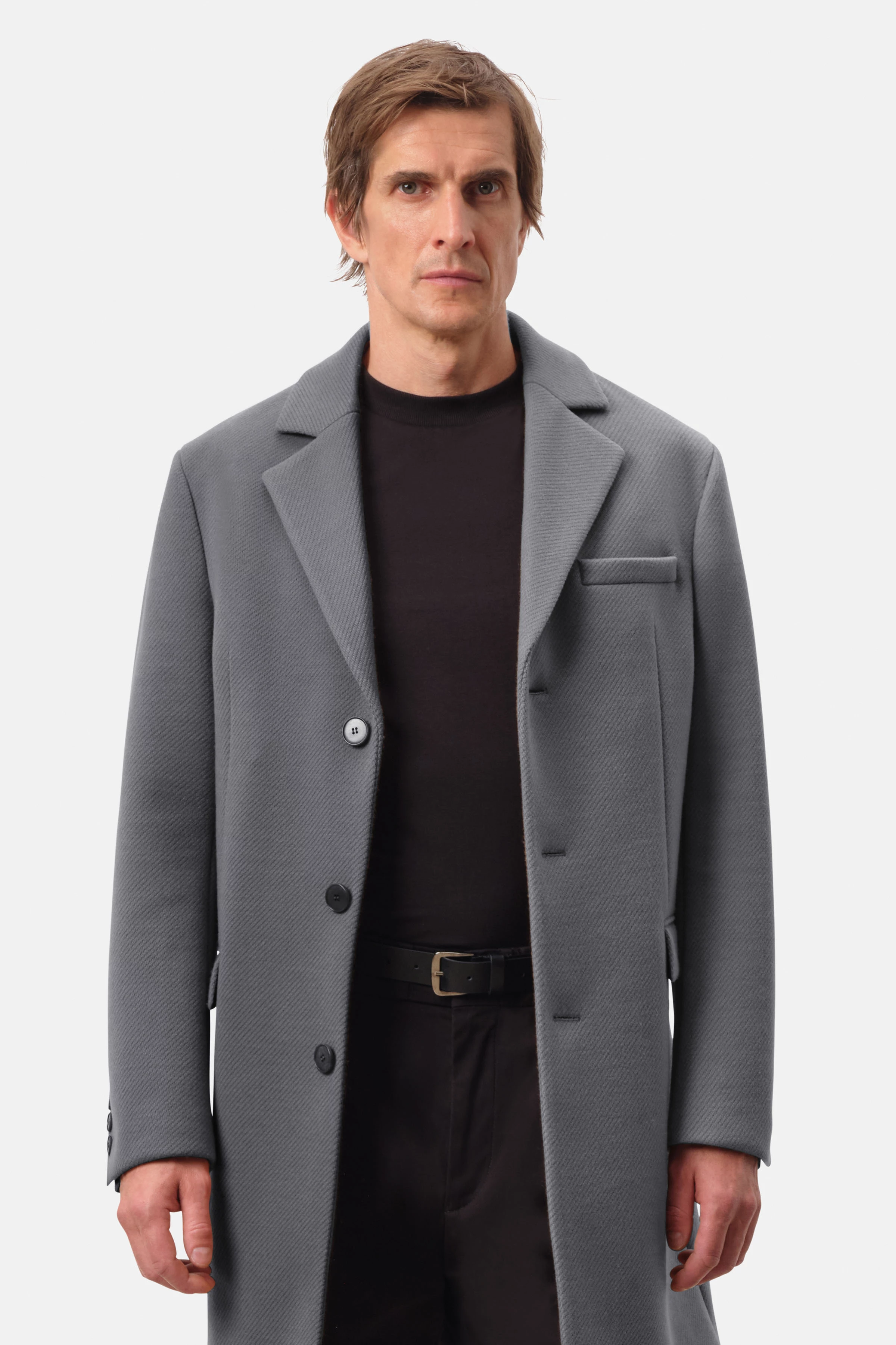 LUGO_2 - Reversmantel in winterlichem Woll-Mix - Herren - grau - Frontansicht