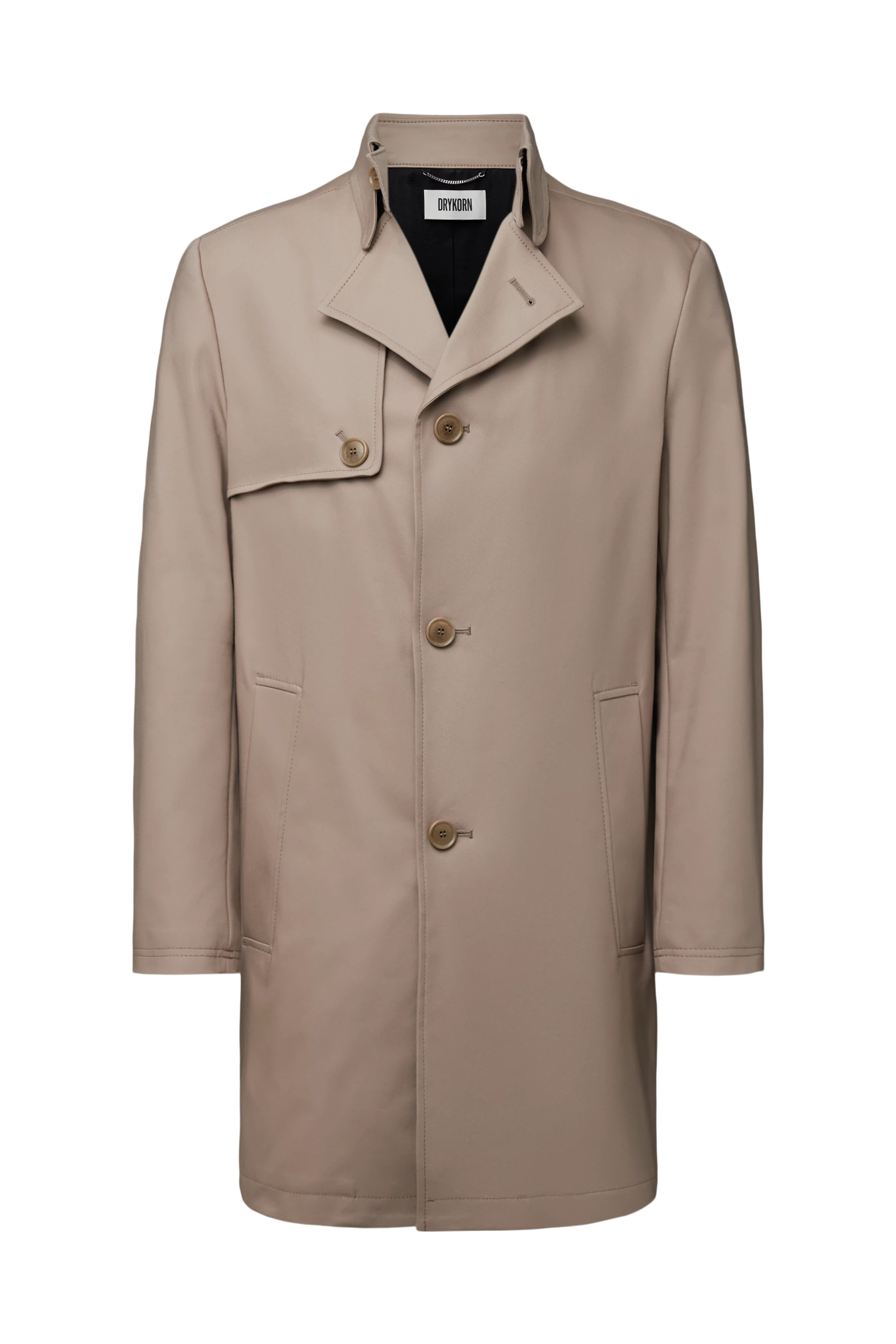 SKOPJE_C - Trench coat in techno stretch satin - men - beige - Freisteller Frontansicht