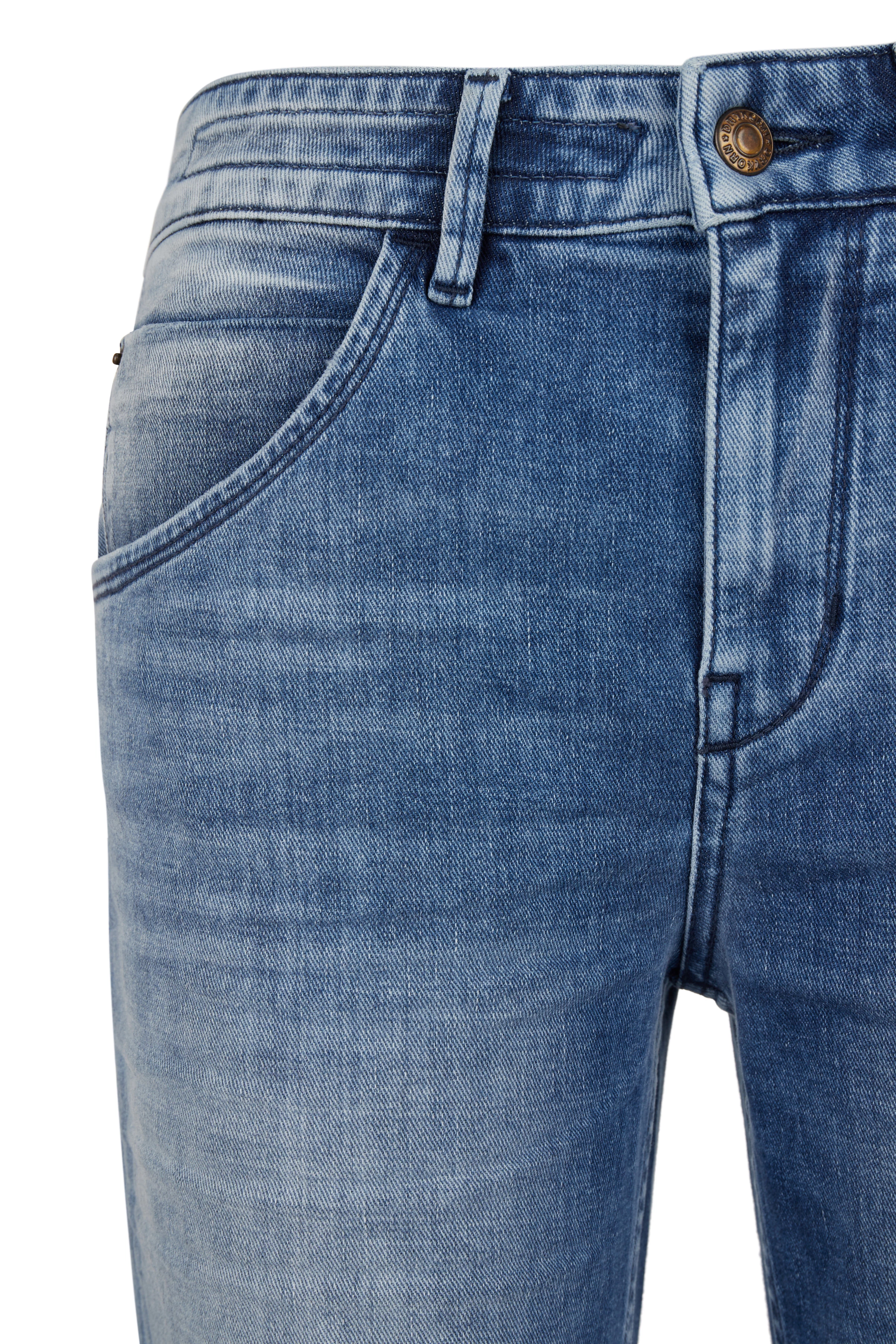 LIKE - Girlfriend Jeans in soft-touch Denim - Damen - blau - Freisteller Detailansicht