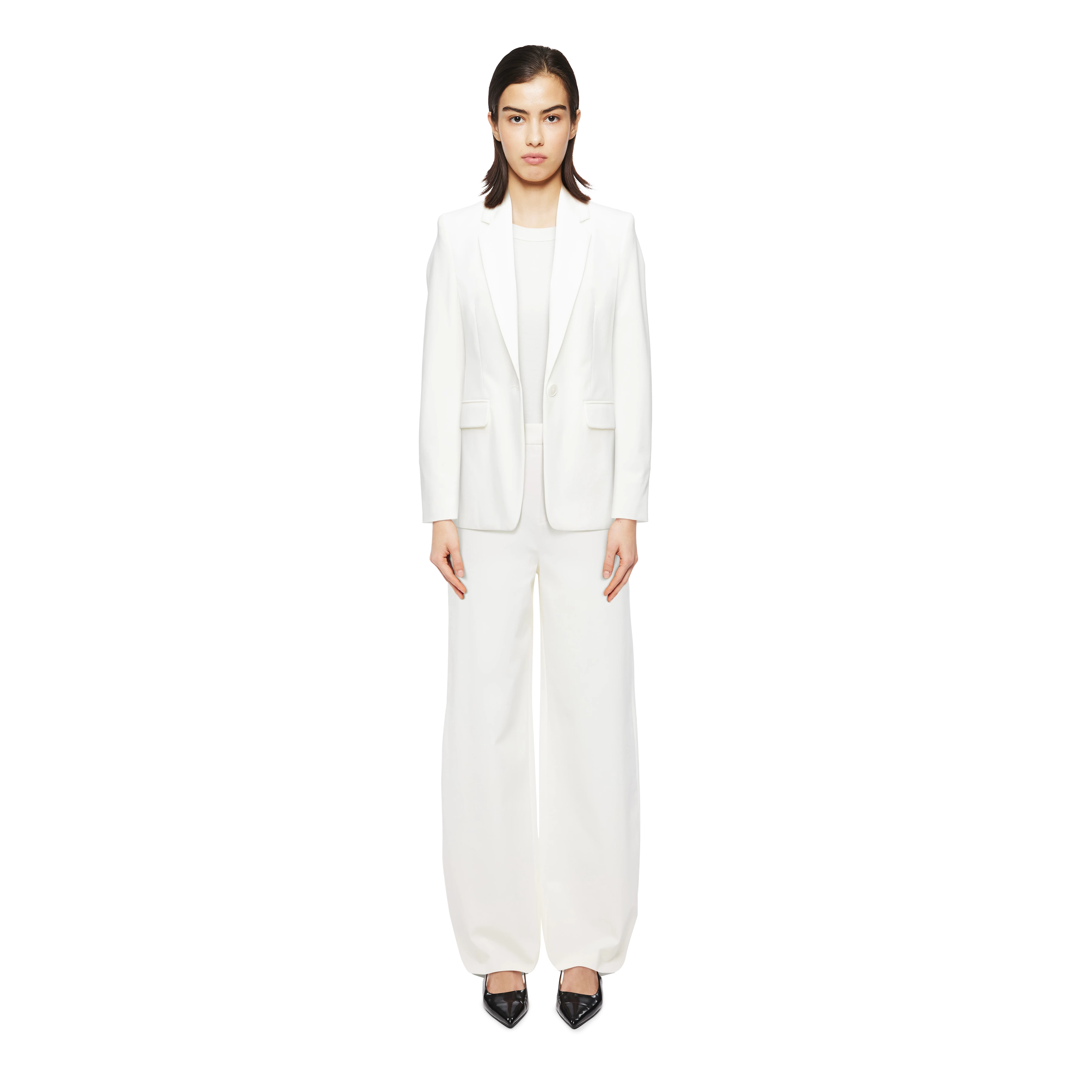 FAE_0 - Trousers with barrel leg in Punto Milano jersey - women - off white - Ganzkörper-Frontansicht