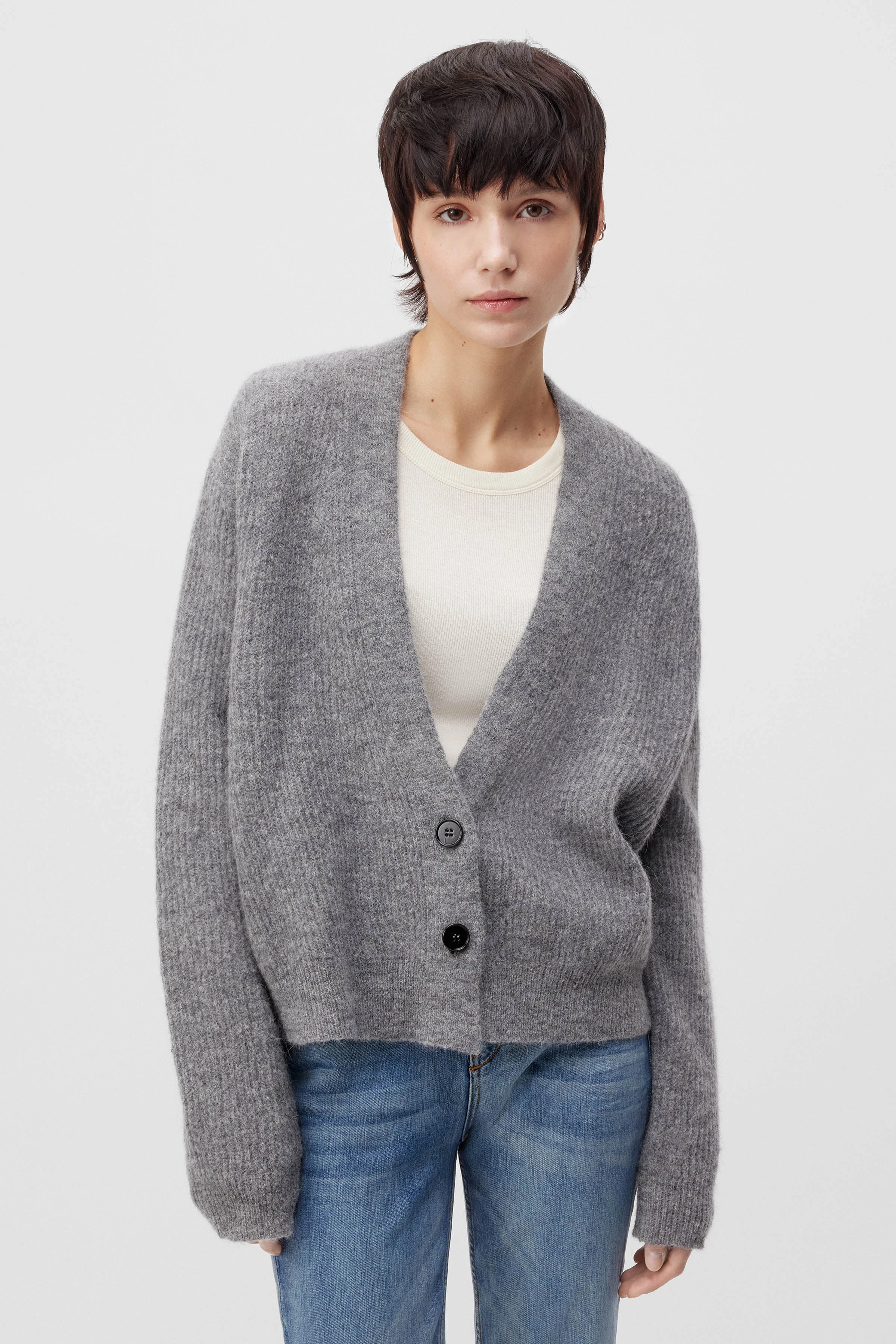 SONTJE - Cardigan in alpaca-wool mix - women - grey - Frontansicht