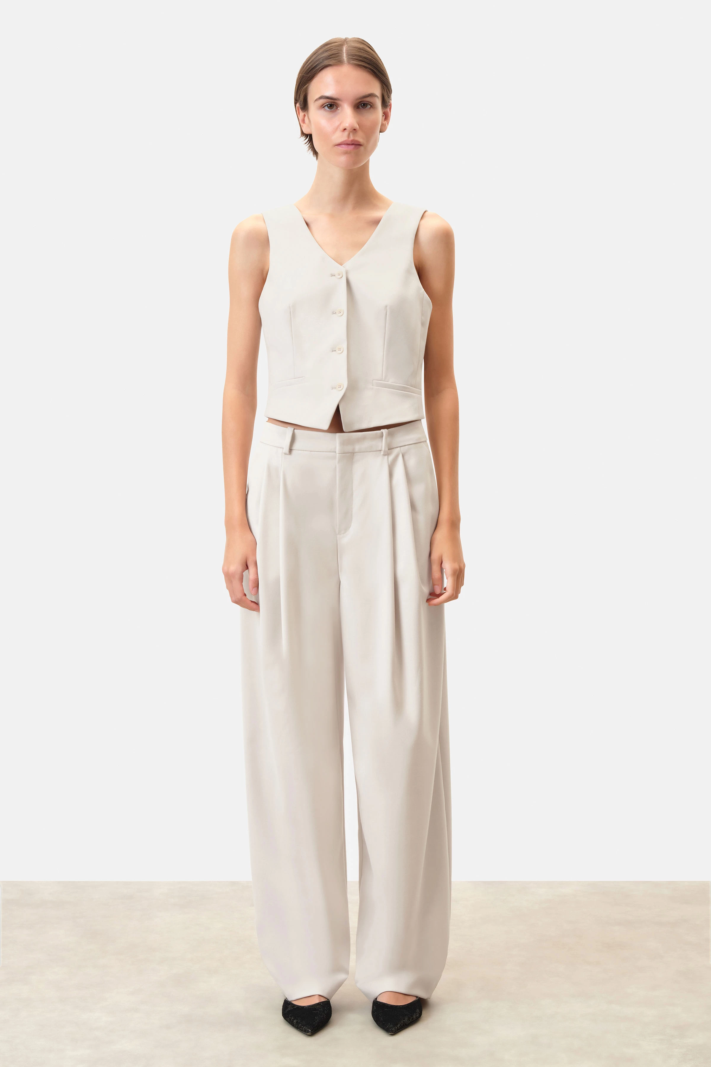 BALSCOTE - Westentop in softem Flanell - Damen - beige - Ganzkörper-Frontansicht