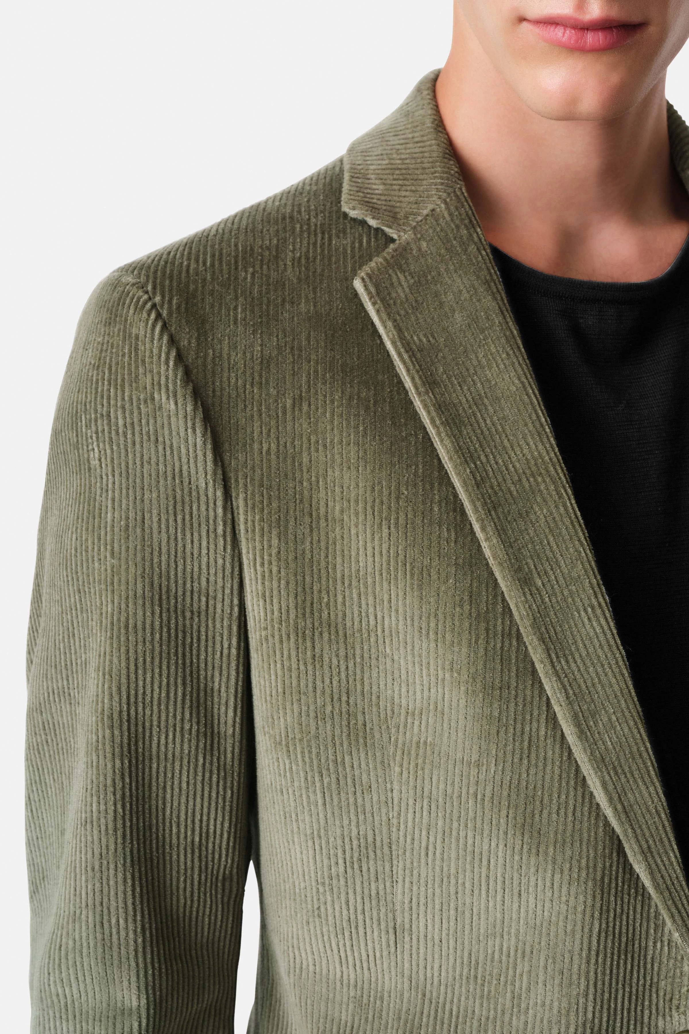 HORLEY - Slim Fit Sakko mit fallendem Revers in Cord - Herren - grün - Seitenansicht