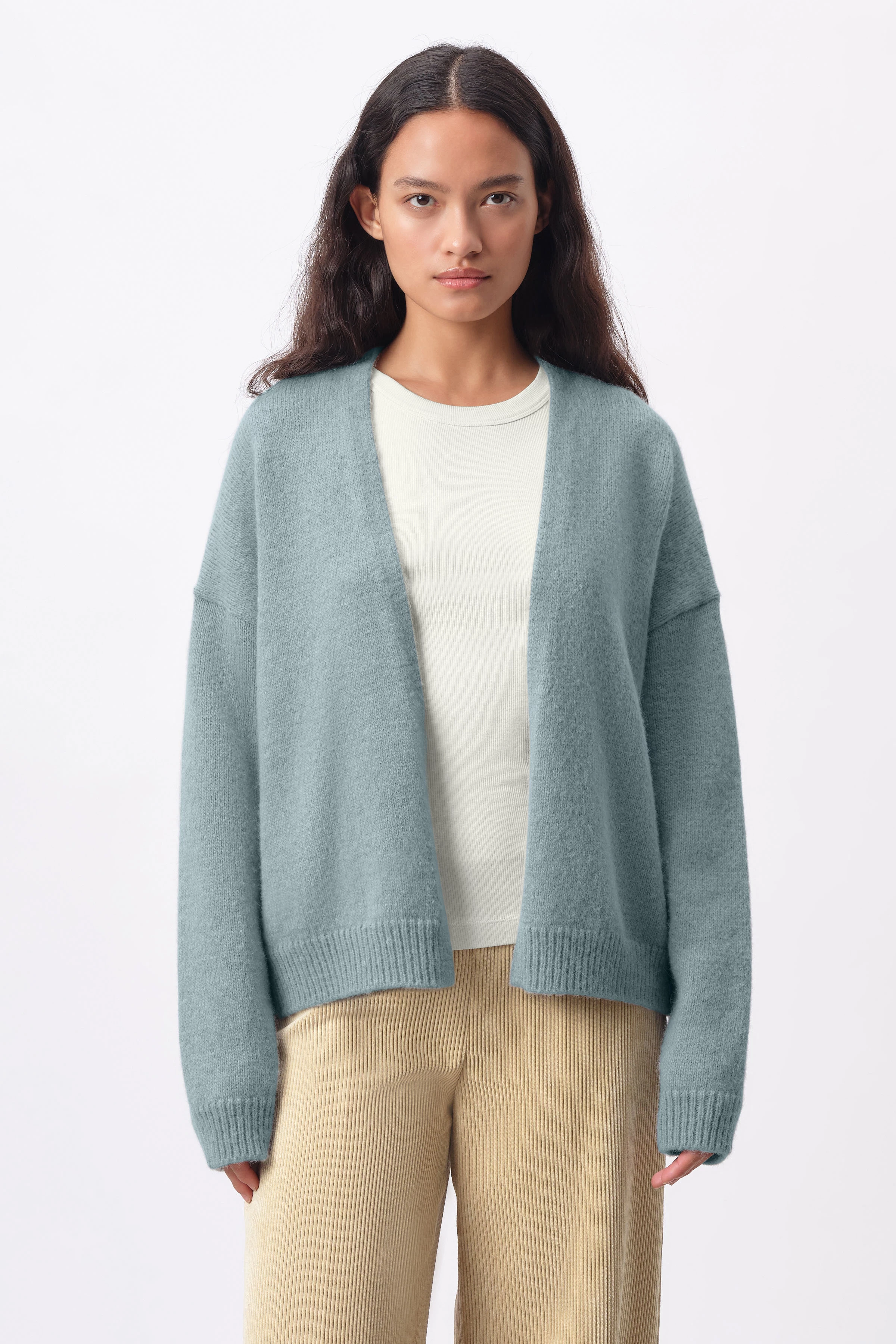 MIRALA - vest in alpacamix - dames - blauw - Frontansicht