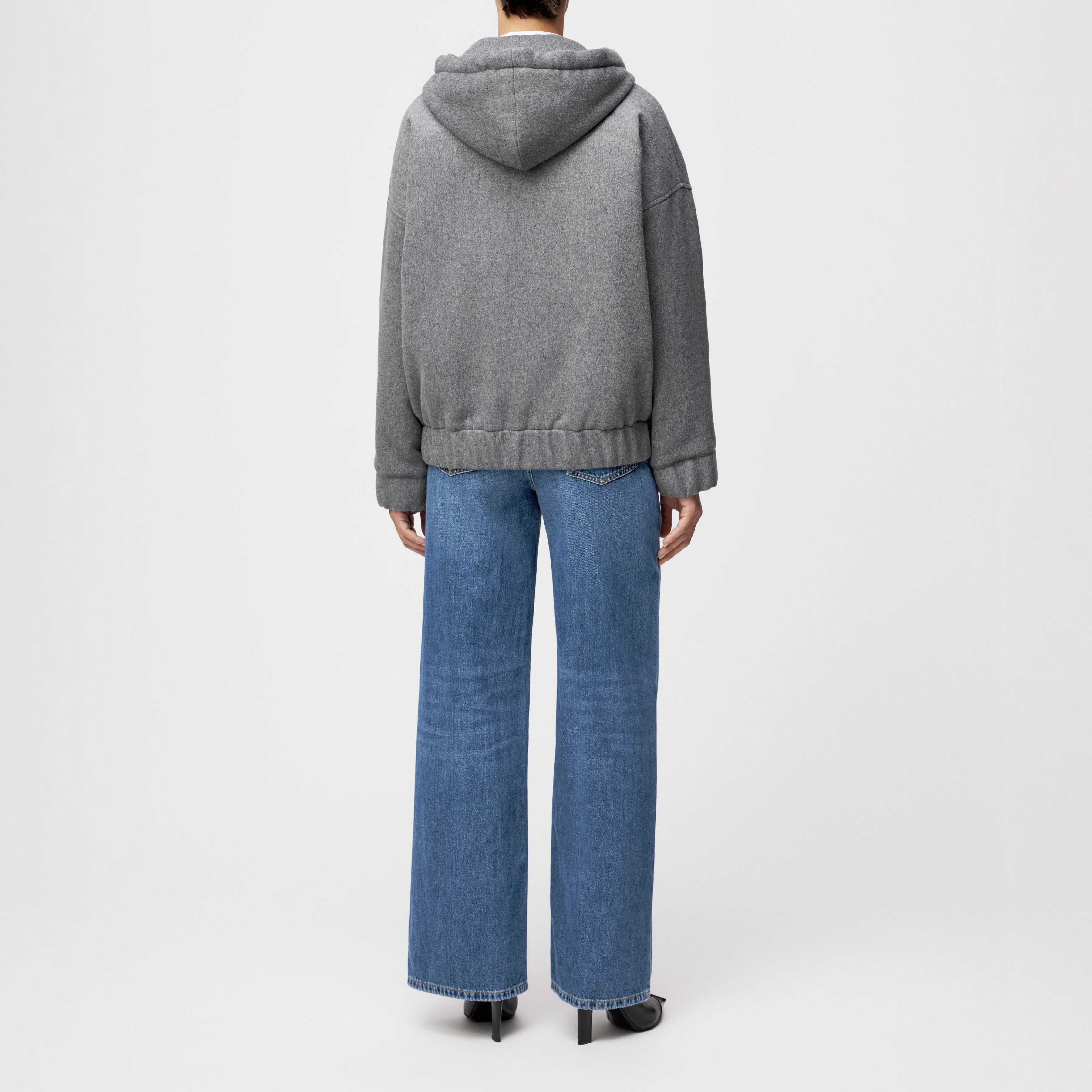 DUNSTONE - Oversized Zip-Hoodie in Flanell - Damen - grau - Rückansicht