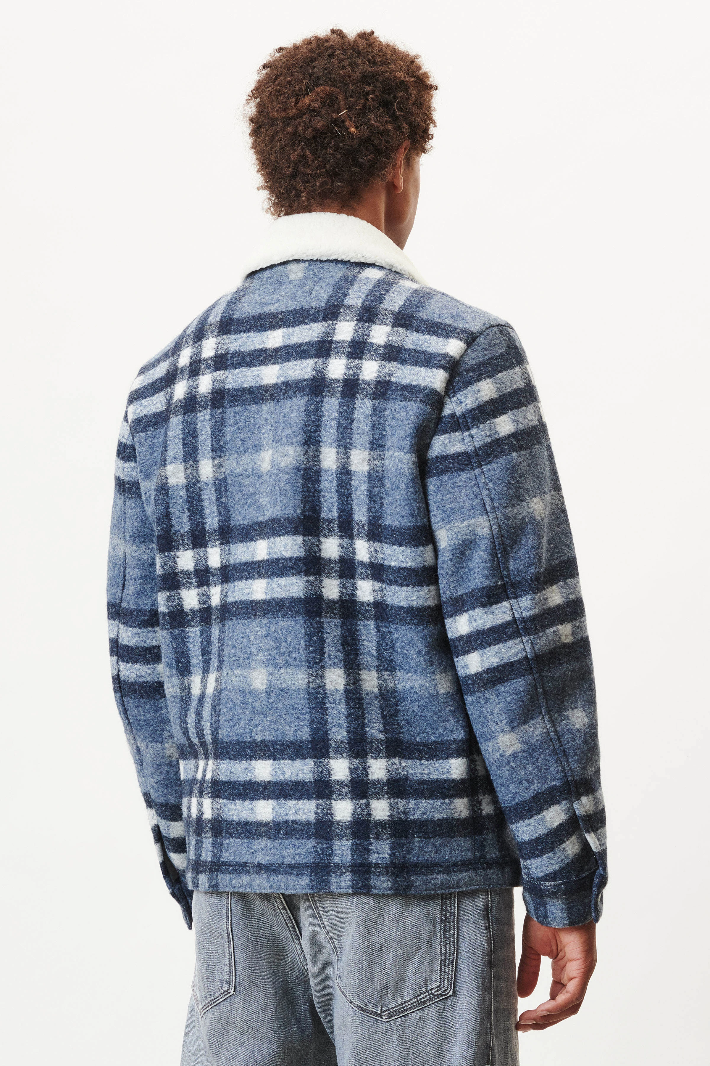 RIKKA - blouson jacket in wool mix - men - blue - Rückansicht