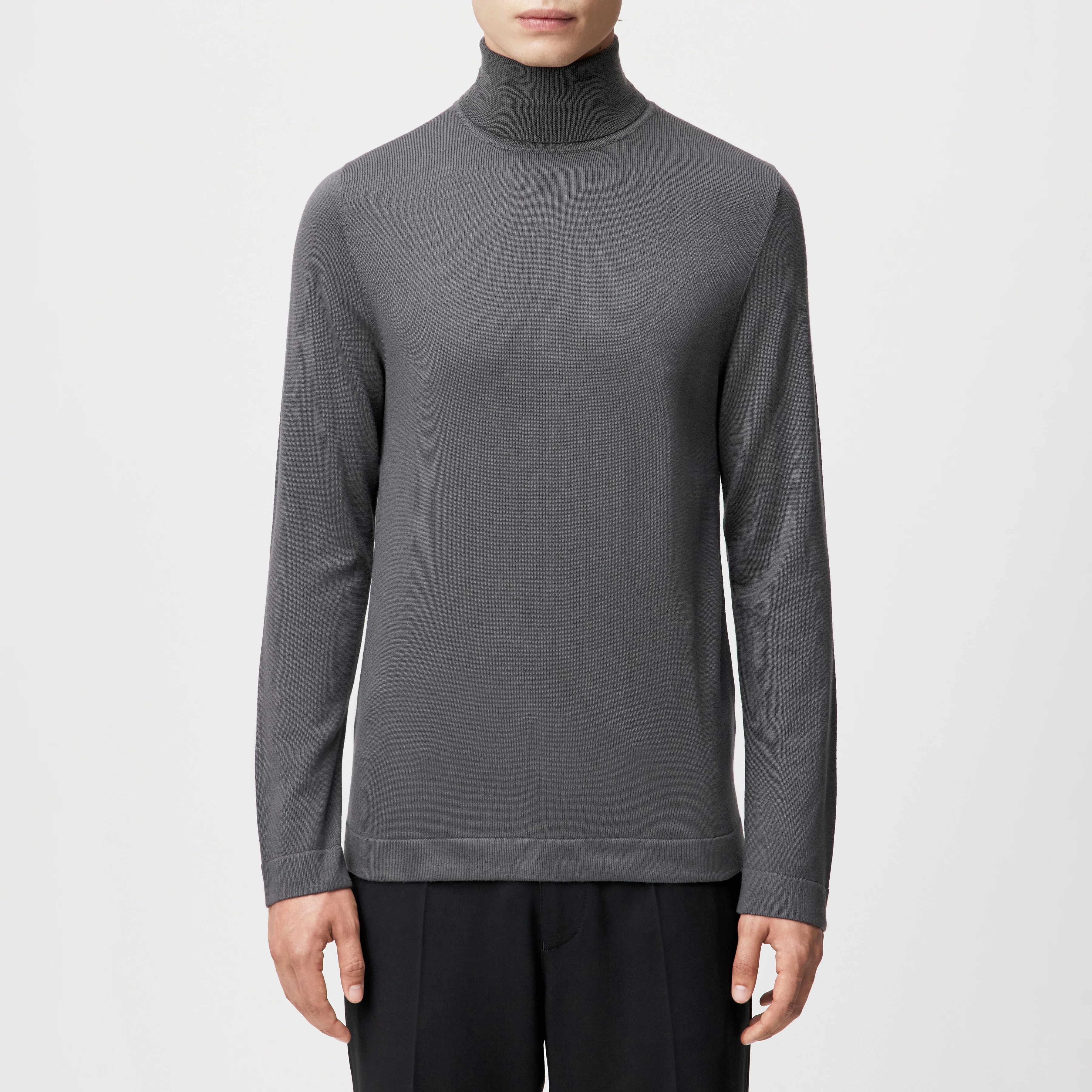 JOEY - Rollkragenpullover in 100% Merinowolle - Herren - grau - Frontansicht