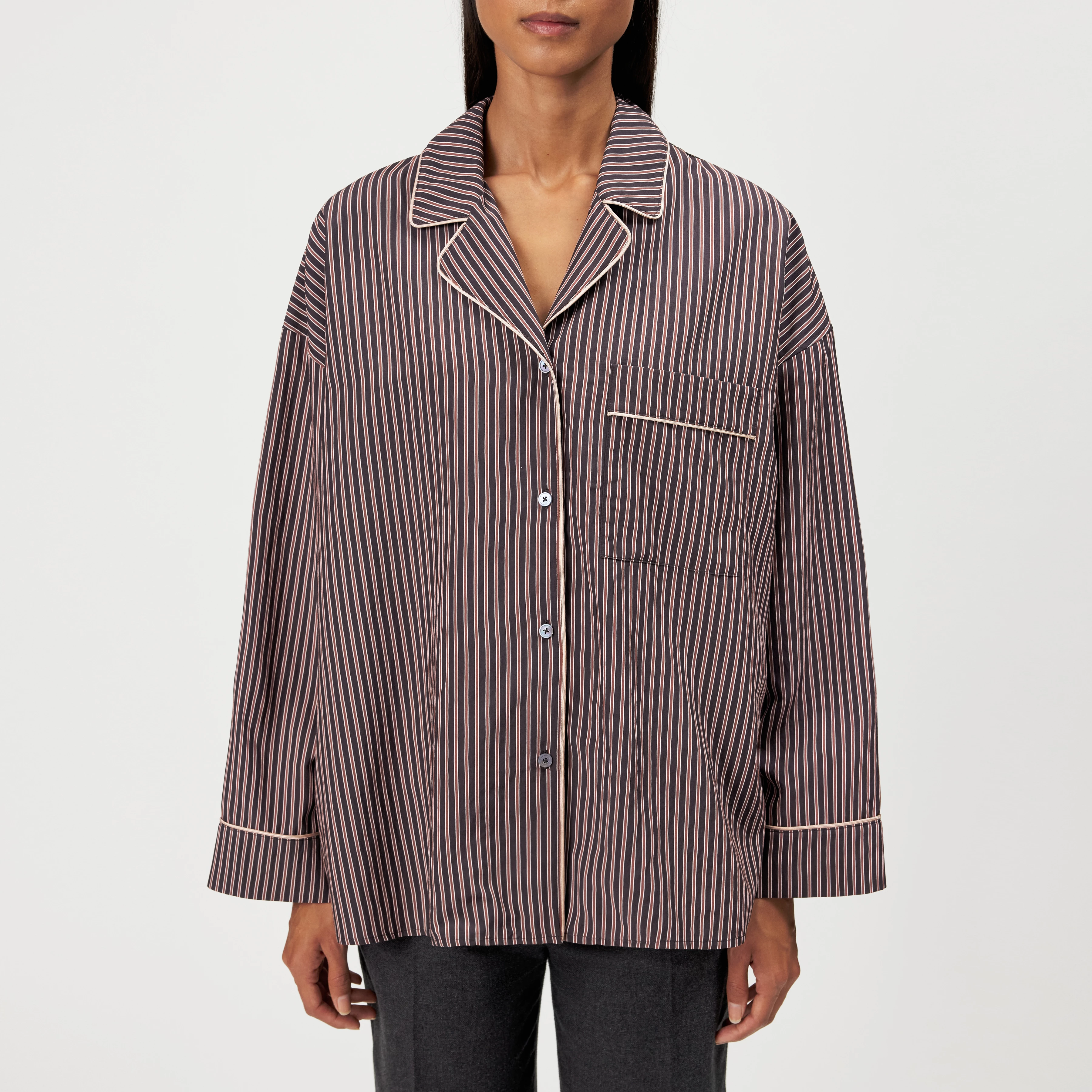 HELINA - Oversized viscose-blend shirt blouse - women - brown - Frontansicht