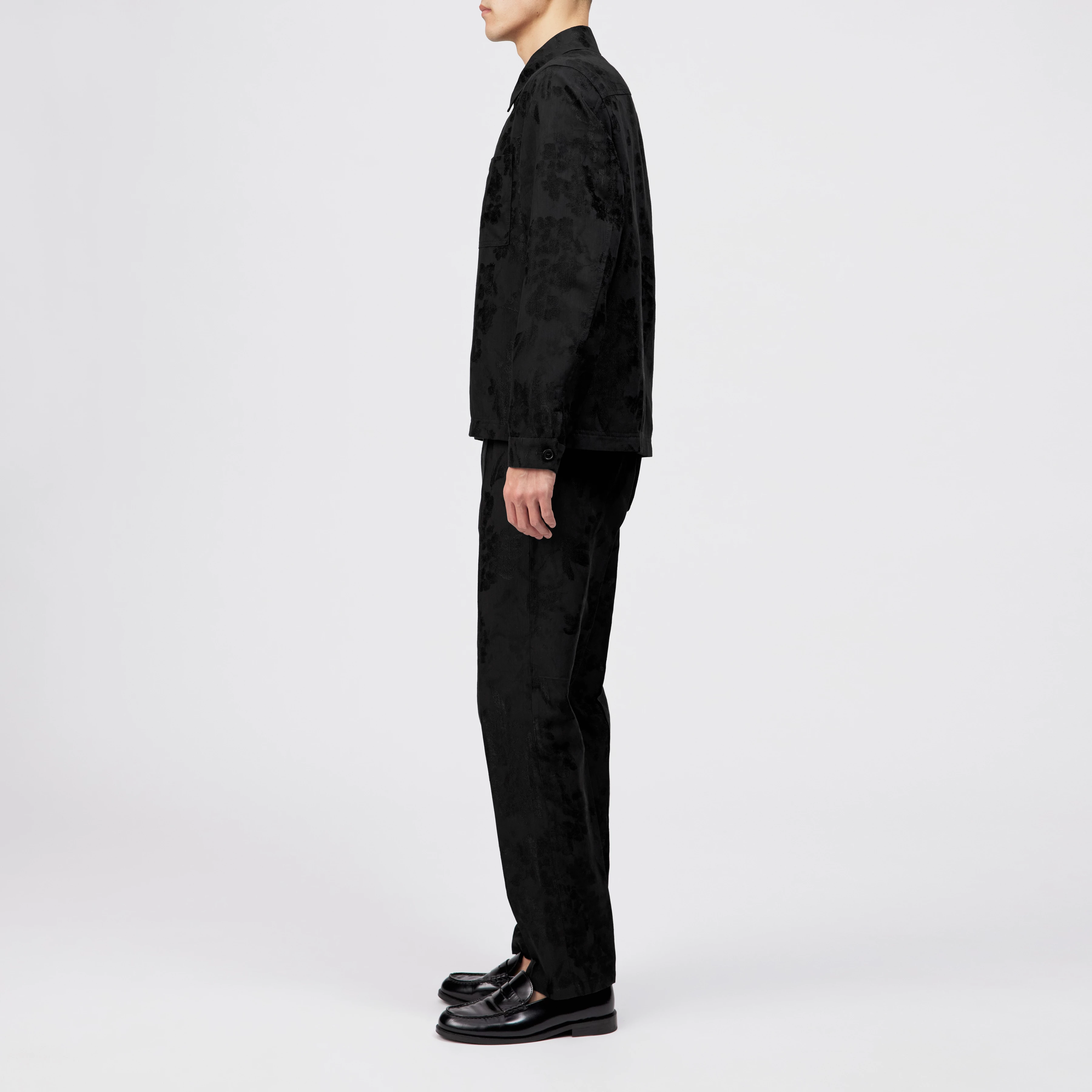 JERSON - Regular fit jacquard zip-jas - heren - zwart - Seitenansicht