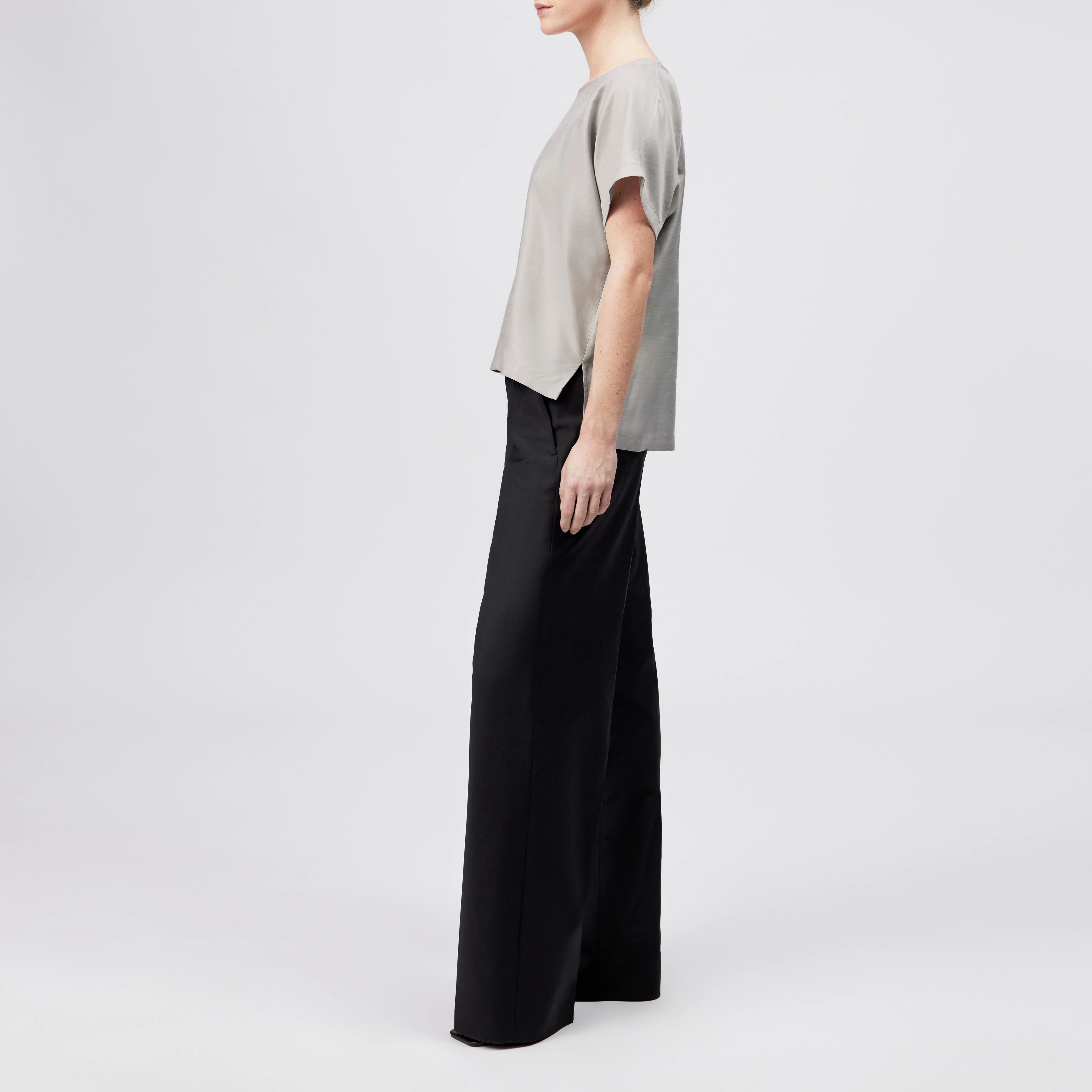 CORAMY - Casual shirt blouse in cupro cotton blend - women - grey - Seitenansicht