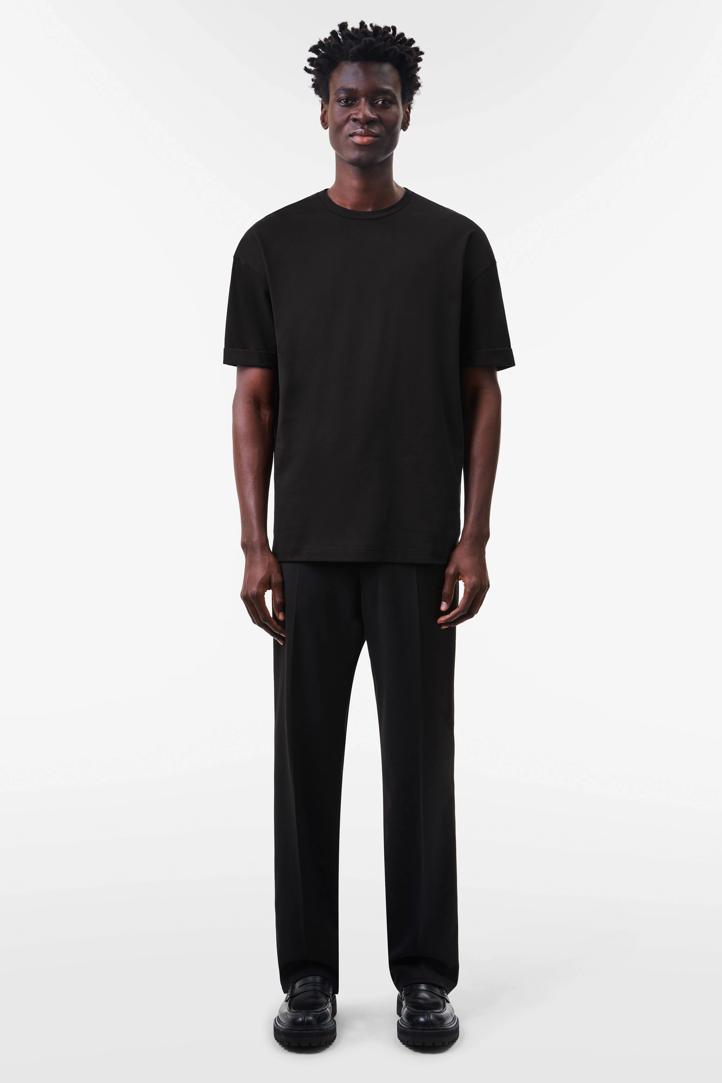 THILO - relaxed fit t-shirt in cotton blend with piqué - men - Natural Aluminium - Ganzkörper-Frontansicht